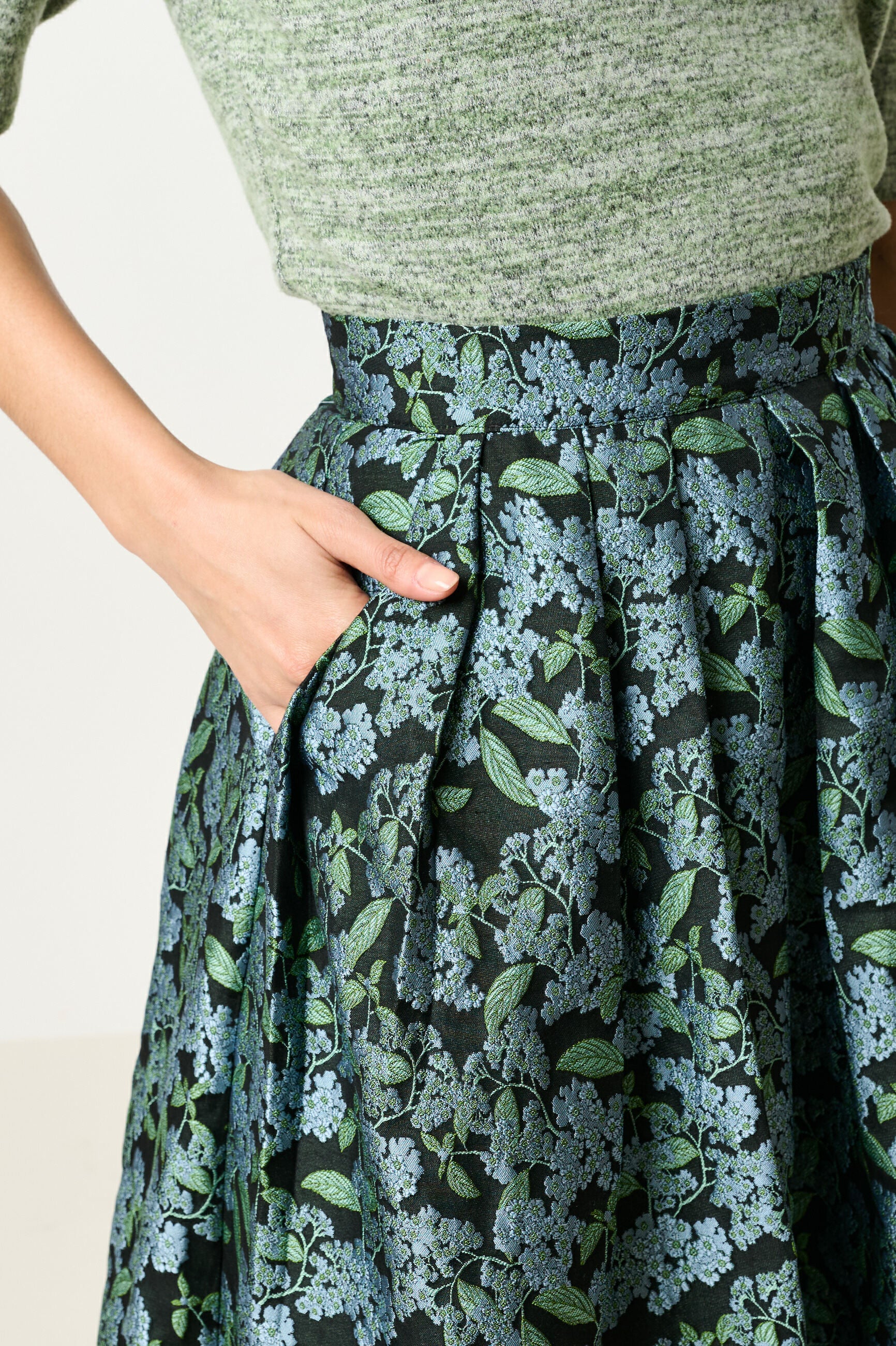 Pasadena Blossom Jacquard Midi Skirt