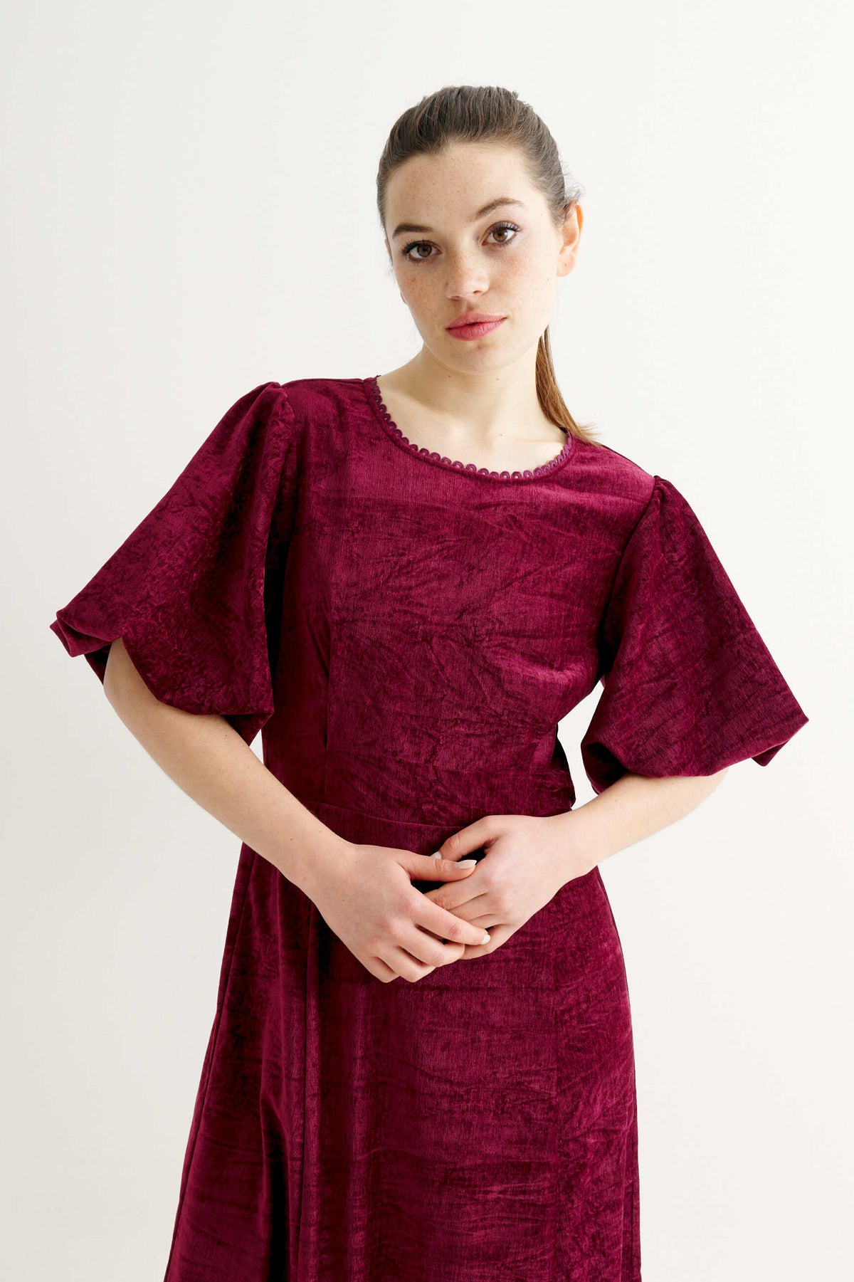 Philo Matte Velvet Dress - Wine