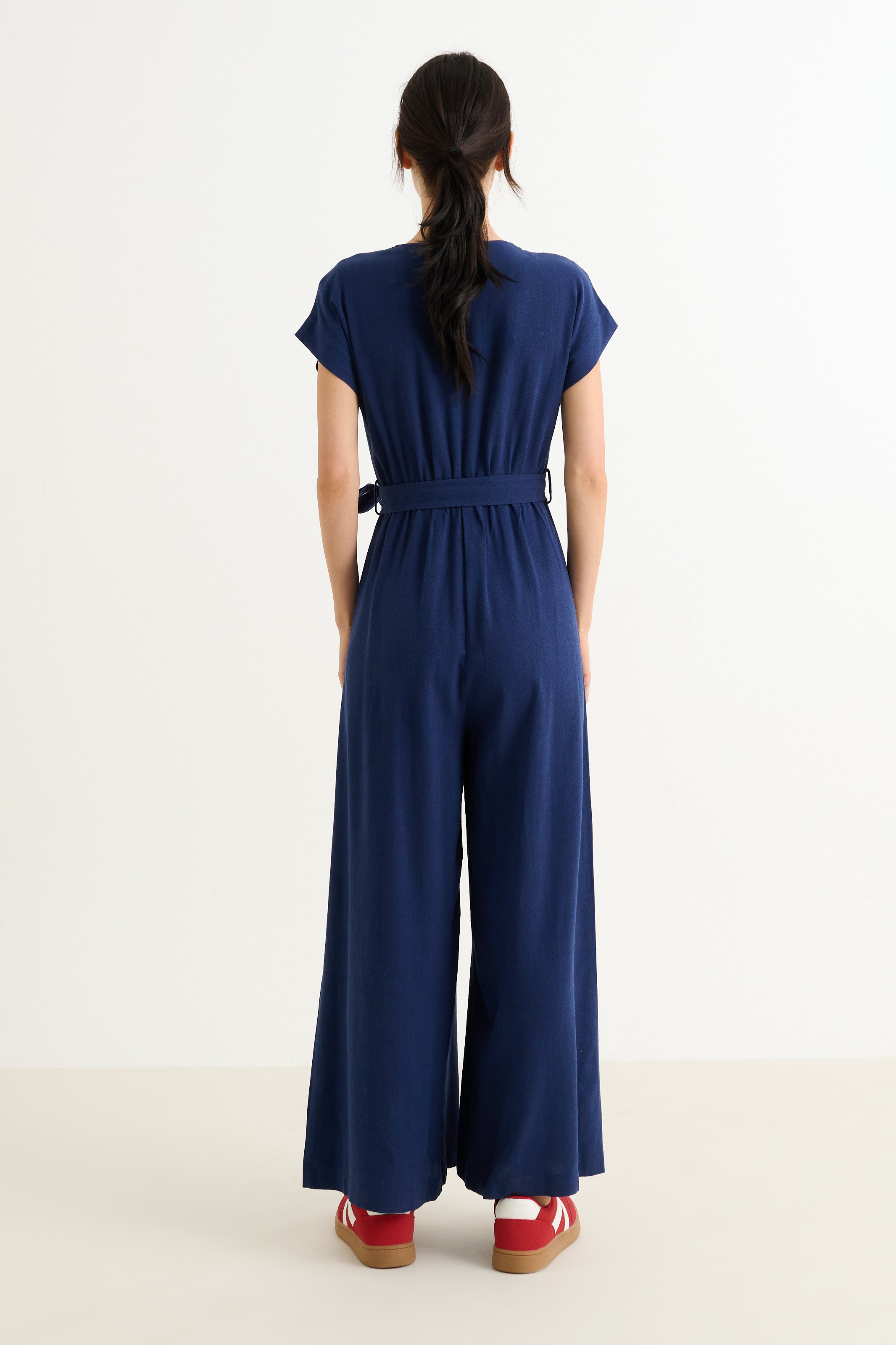Phoenix Linen Mix Jumpsuit- Navy