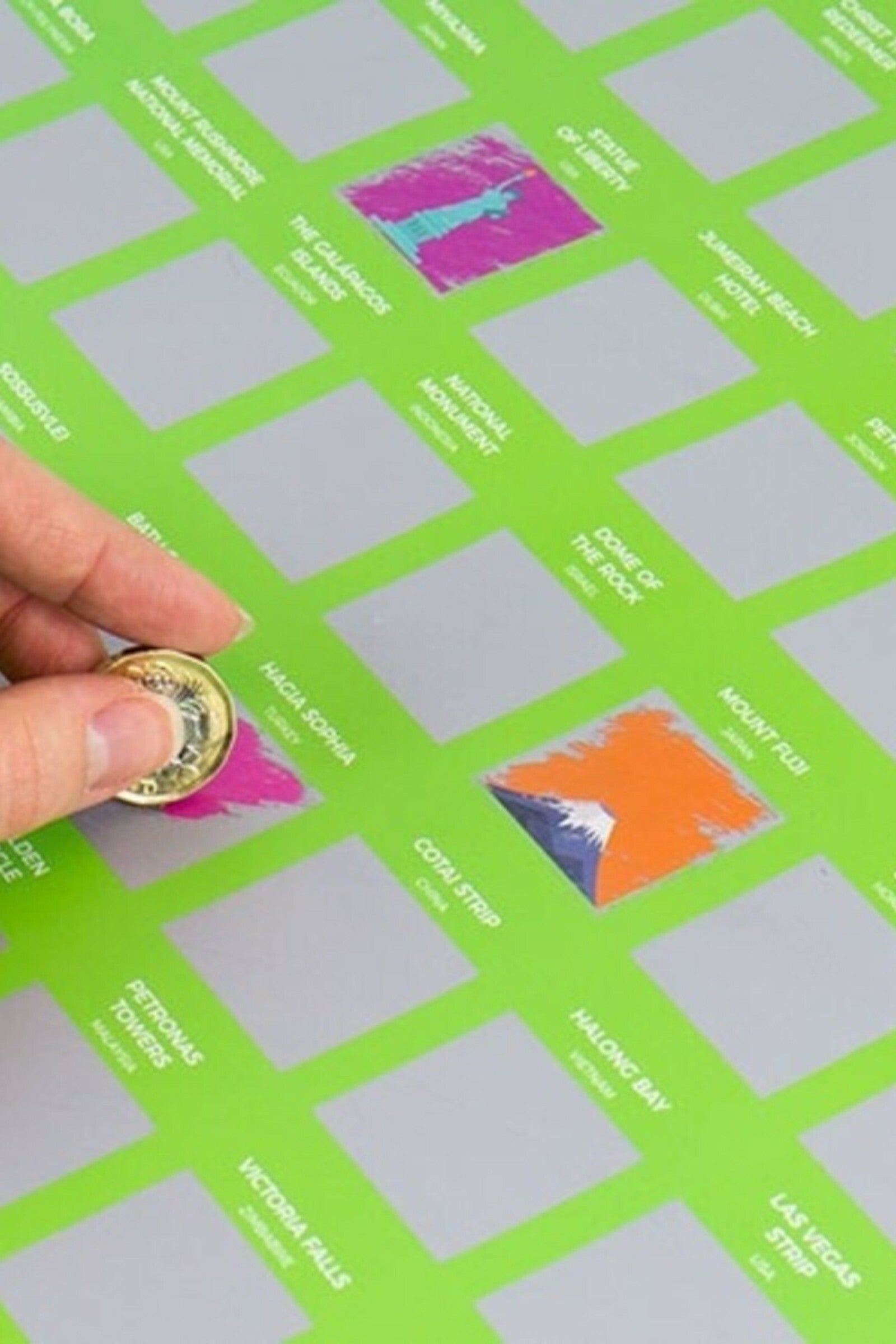 100 Places Bucket List Scratch Poster