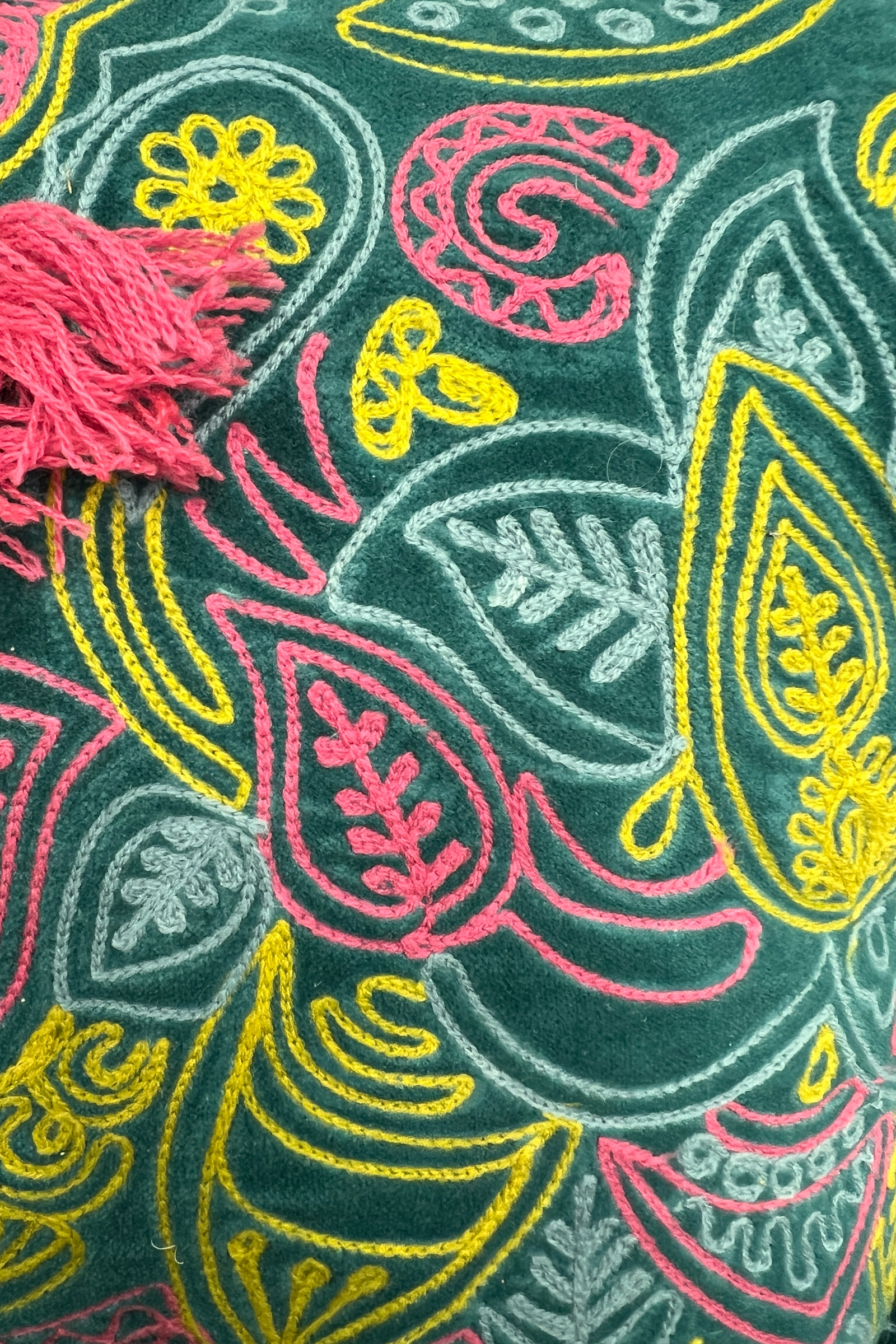 Velvet Embroidered Elephant Cushion - Styled
