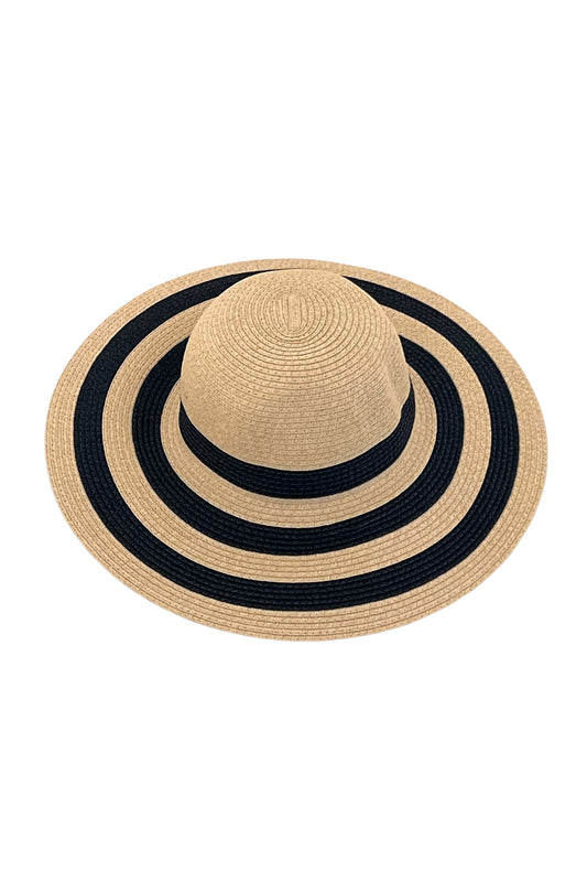 Cailin Natural and Navy Striped Straw Hat