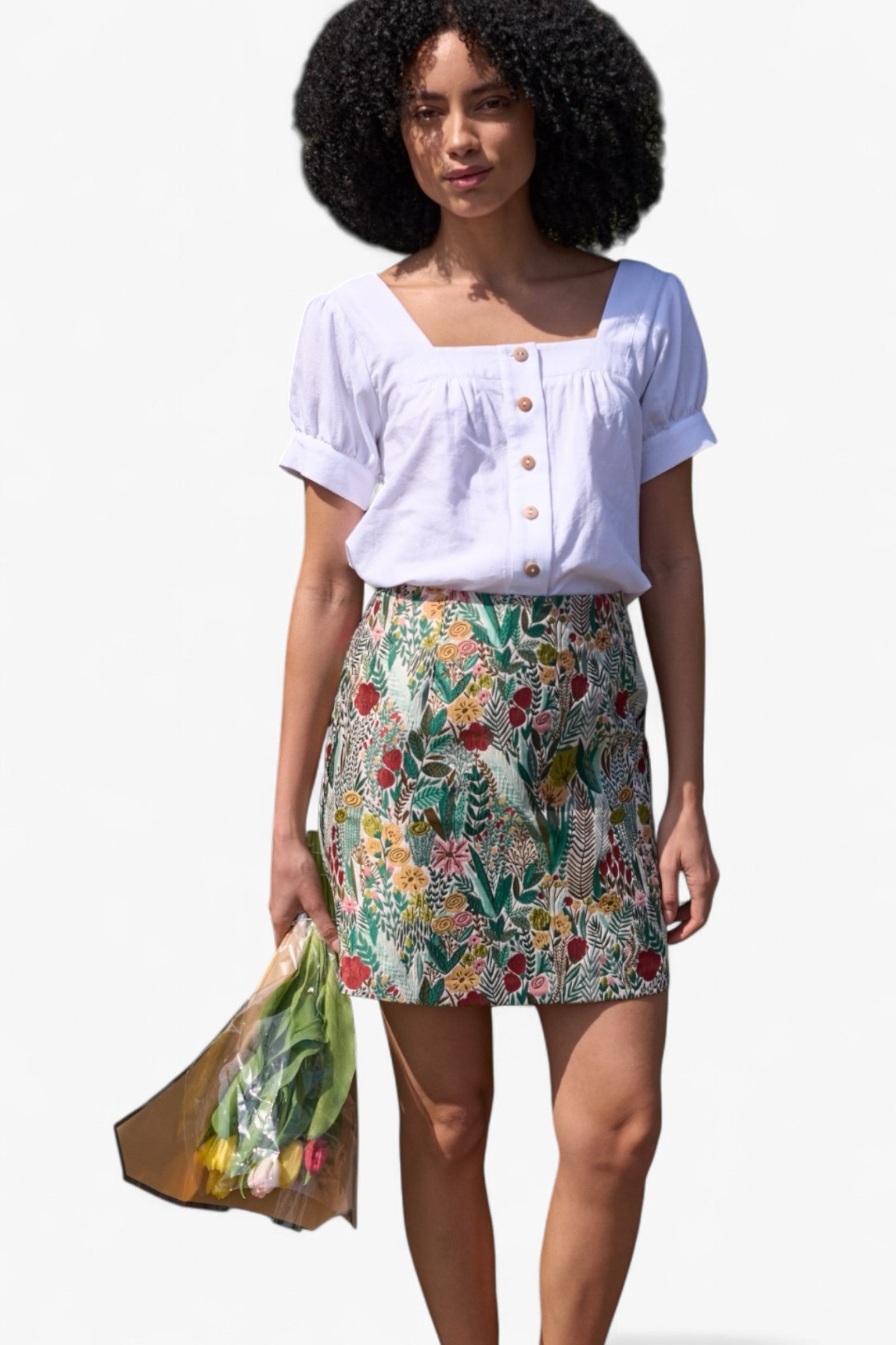 Aubin Jungle Jacquard A-line Mini Skirt - Green - Front