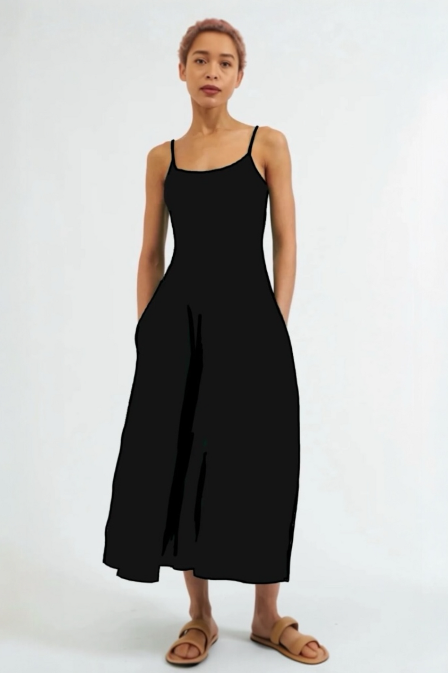 Soumia Jersey Bodice And Recycled Cotton Skirt Midaxi Dress - Black