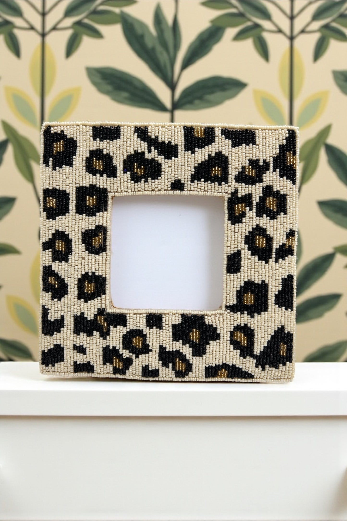 Square Beaded Leopard Photo Frame