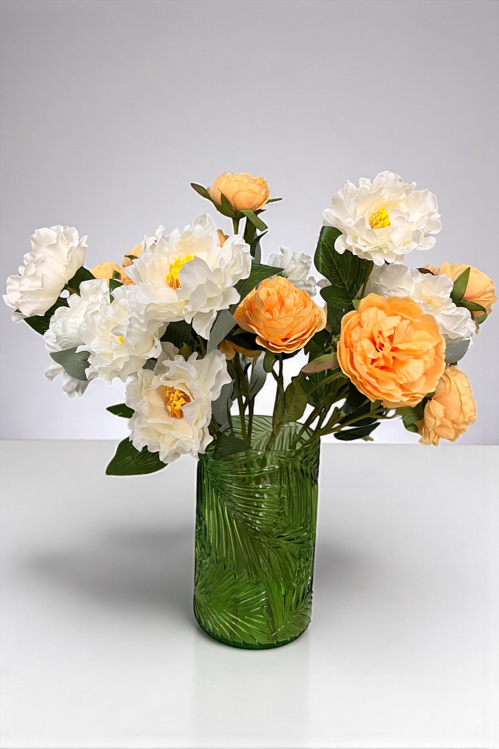 Pale Orange 3 Head Rose Stem