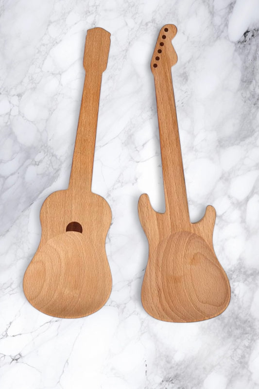 Wooden Guitar Shaped Salad Servers