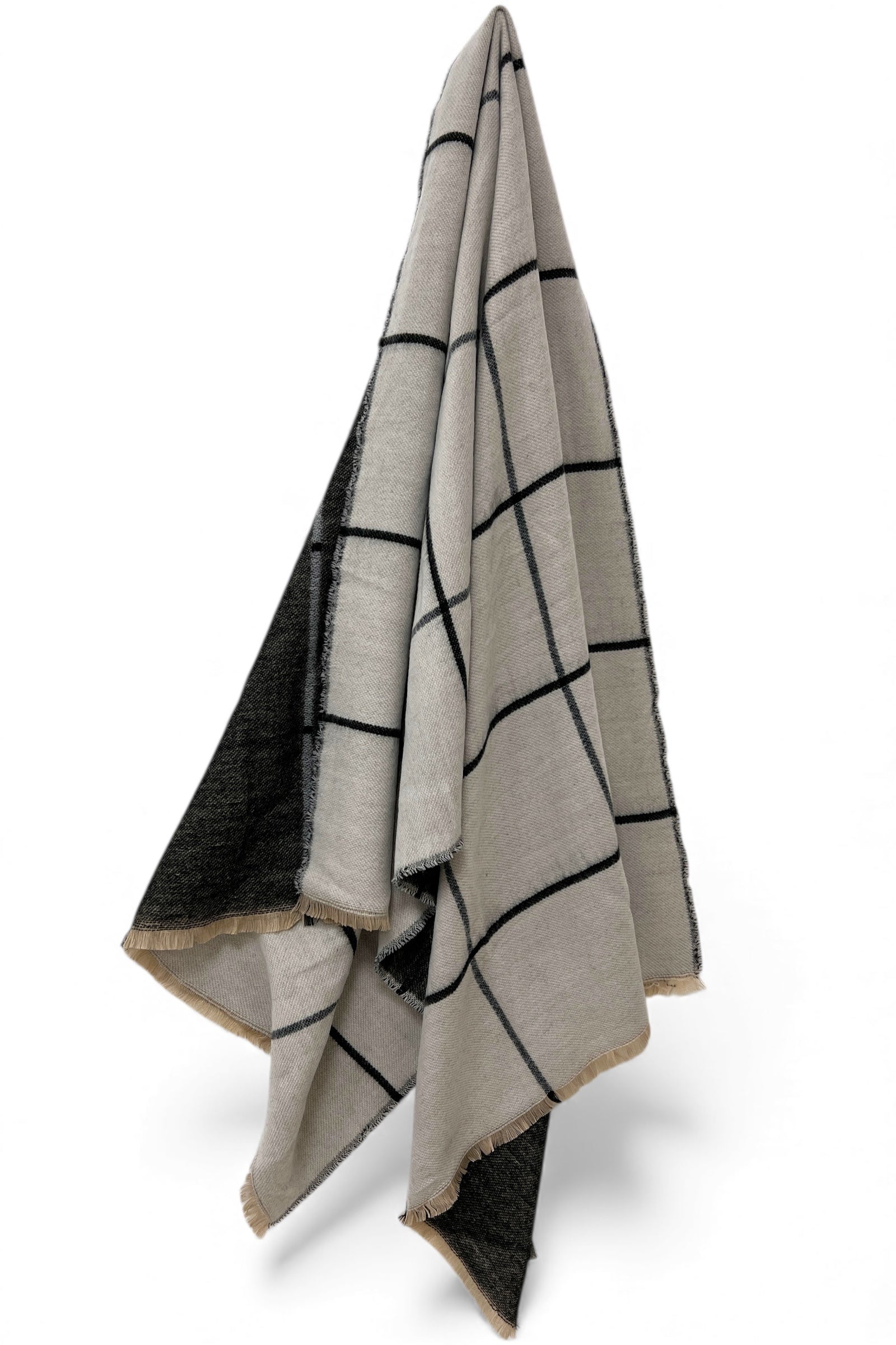 Maily Large Black And White Window Pane Check Scarf