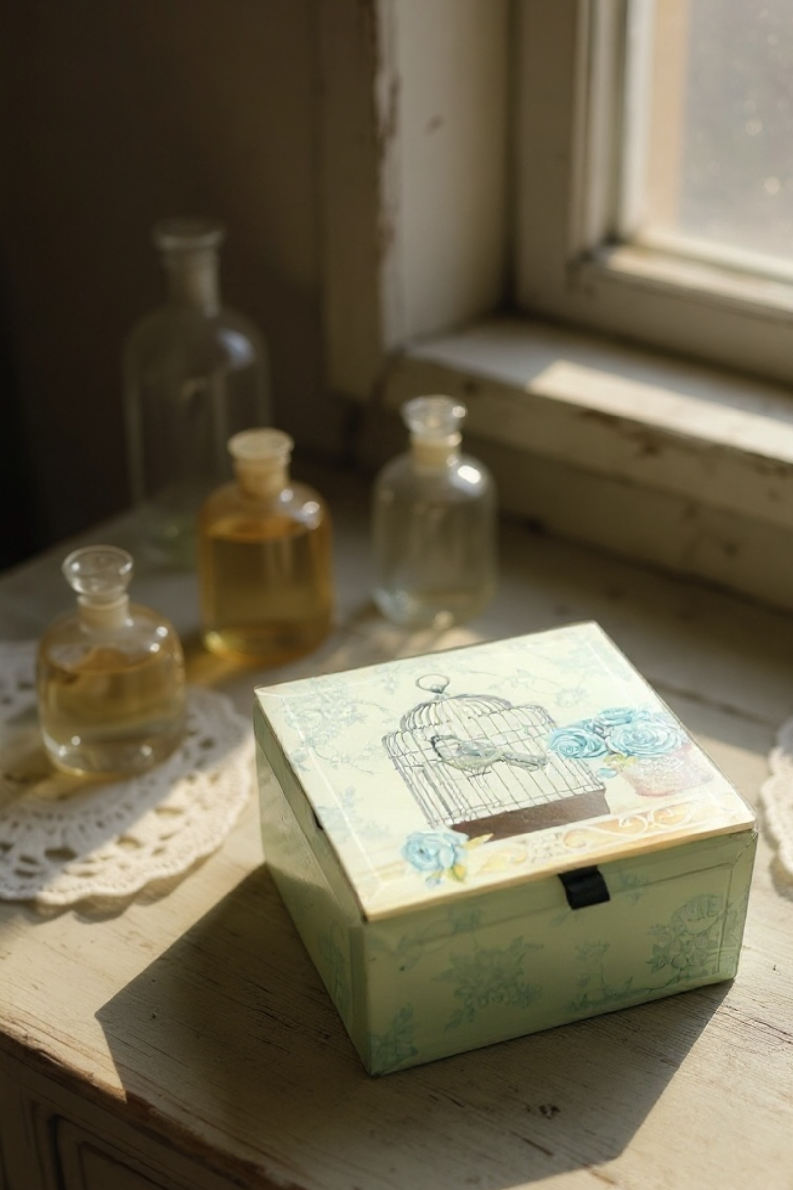 Birdcage Glass Trinket Box - Styled