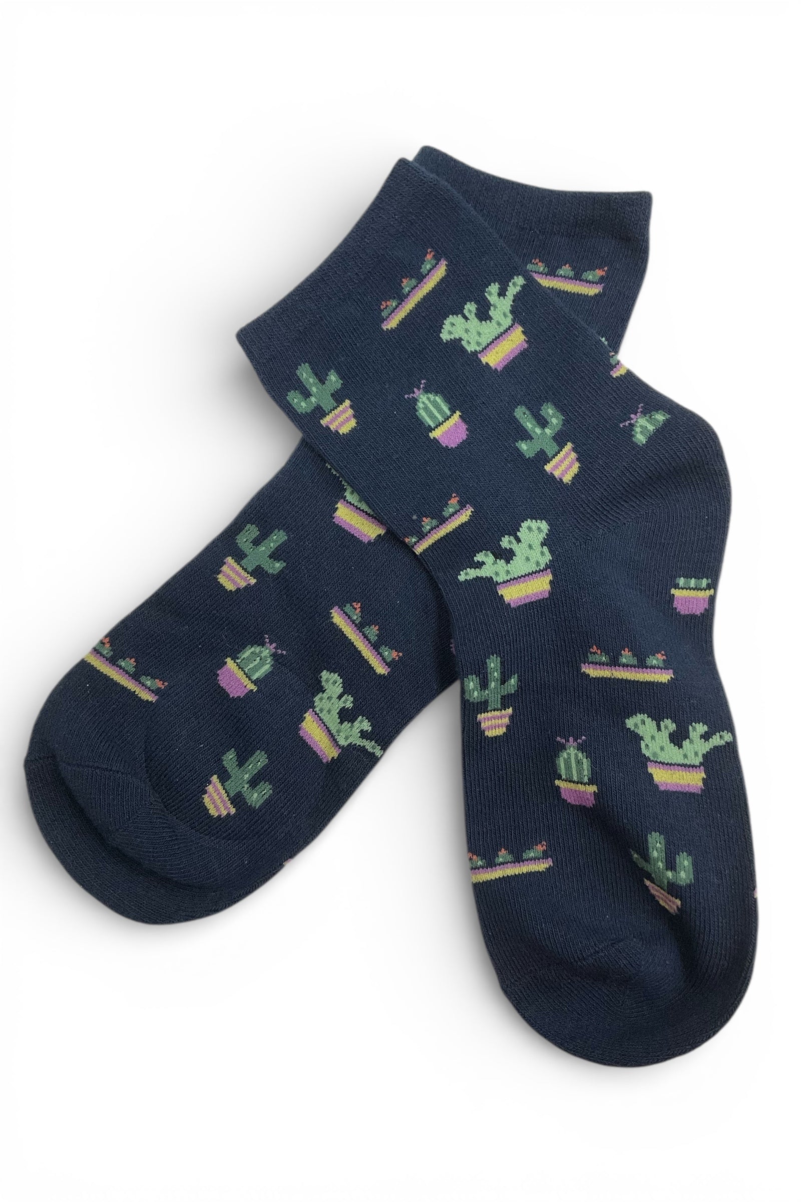 Cactus Patterned Socks- Navy