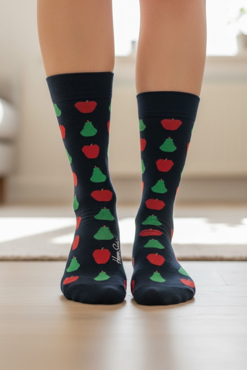 Apple And Pear Patterned Socks