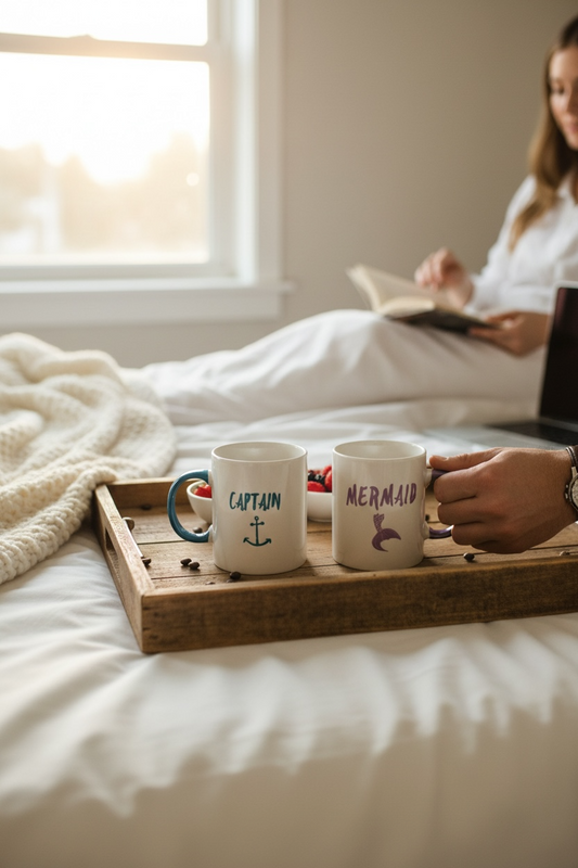 Captain and Mermaid Mug Set