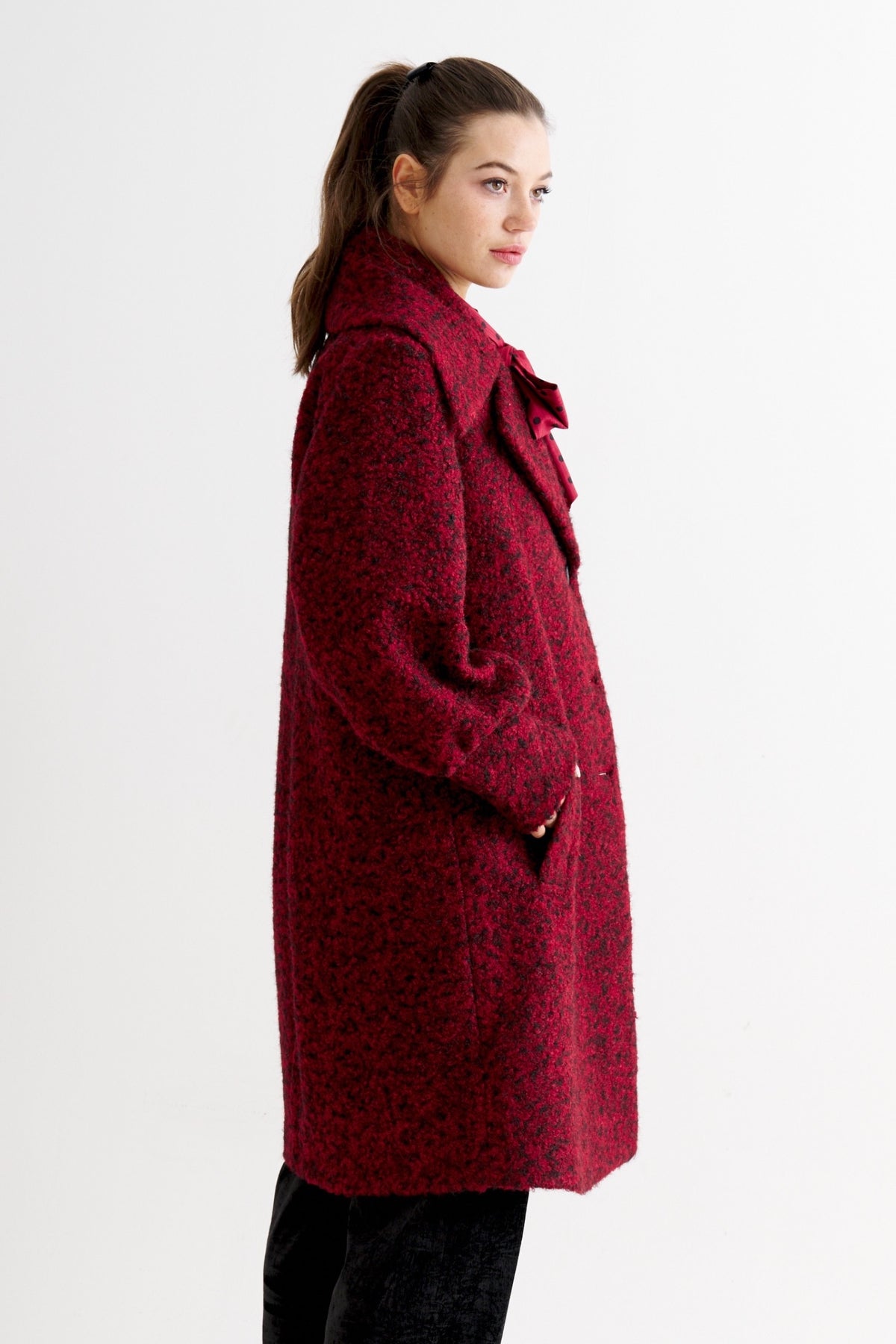 Mischa Boucle Coat - Merlot