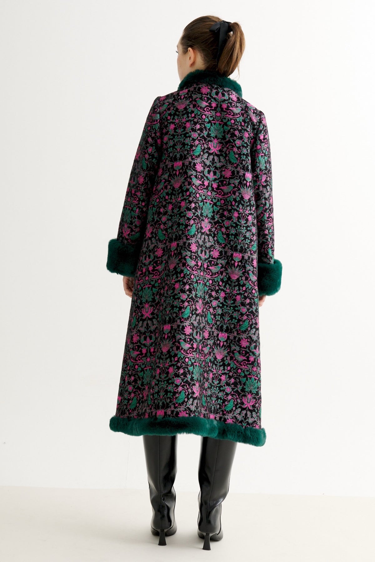 Delphia Belle Plume Fur Trim Coat