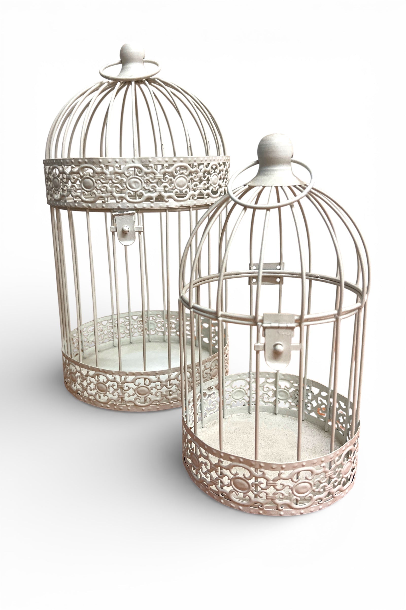 Pair of White Decorative Birdcages - Detail 1