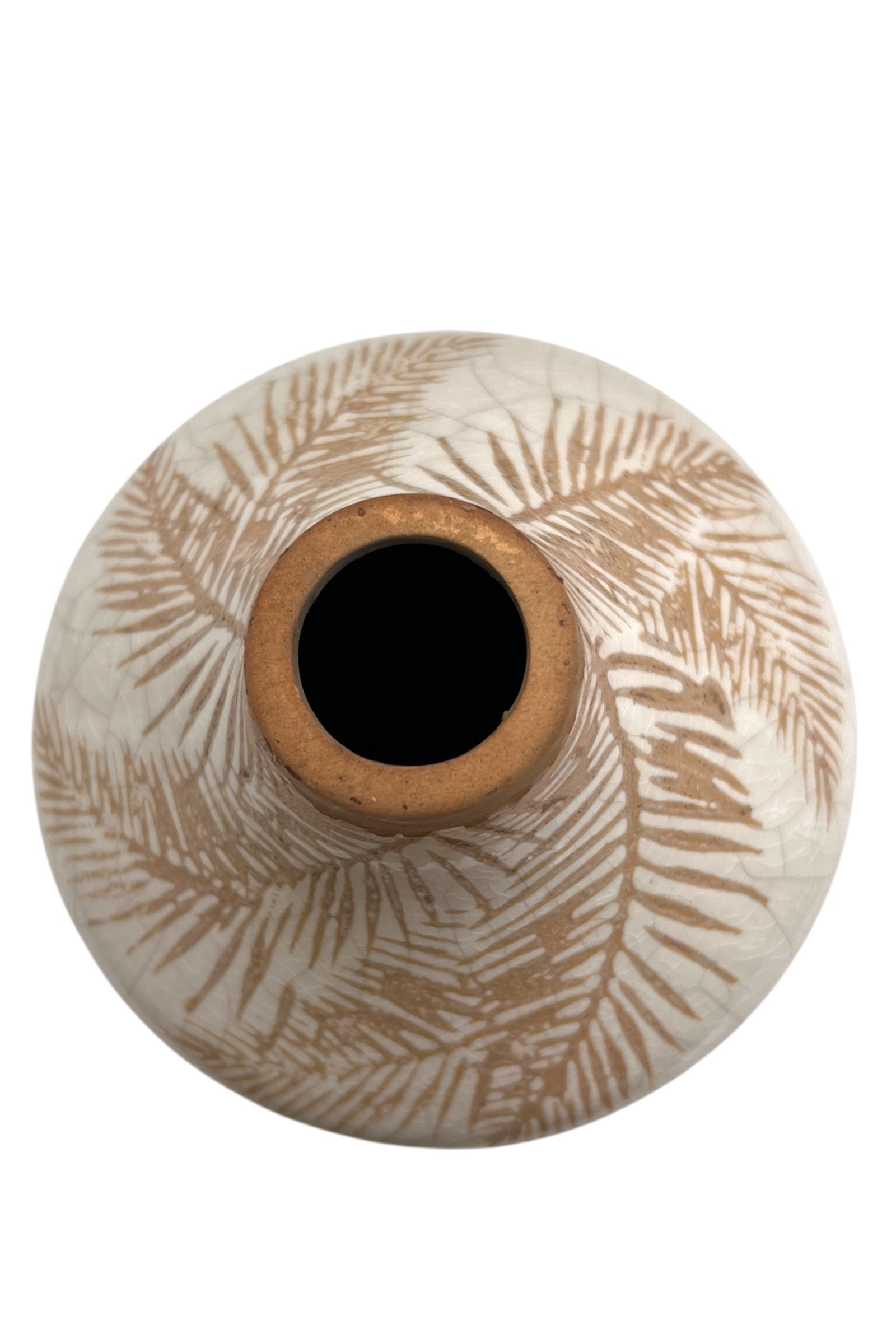Terracotta Palm Crackle Glaze Vase - Detail 1