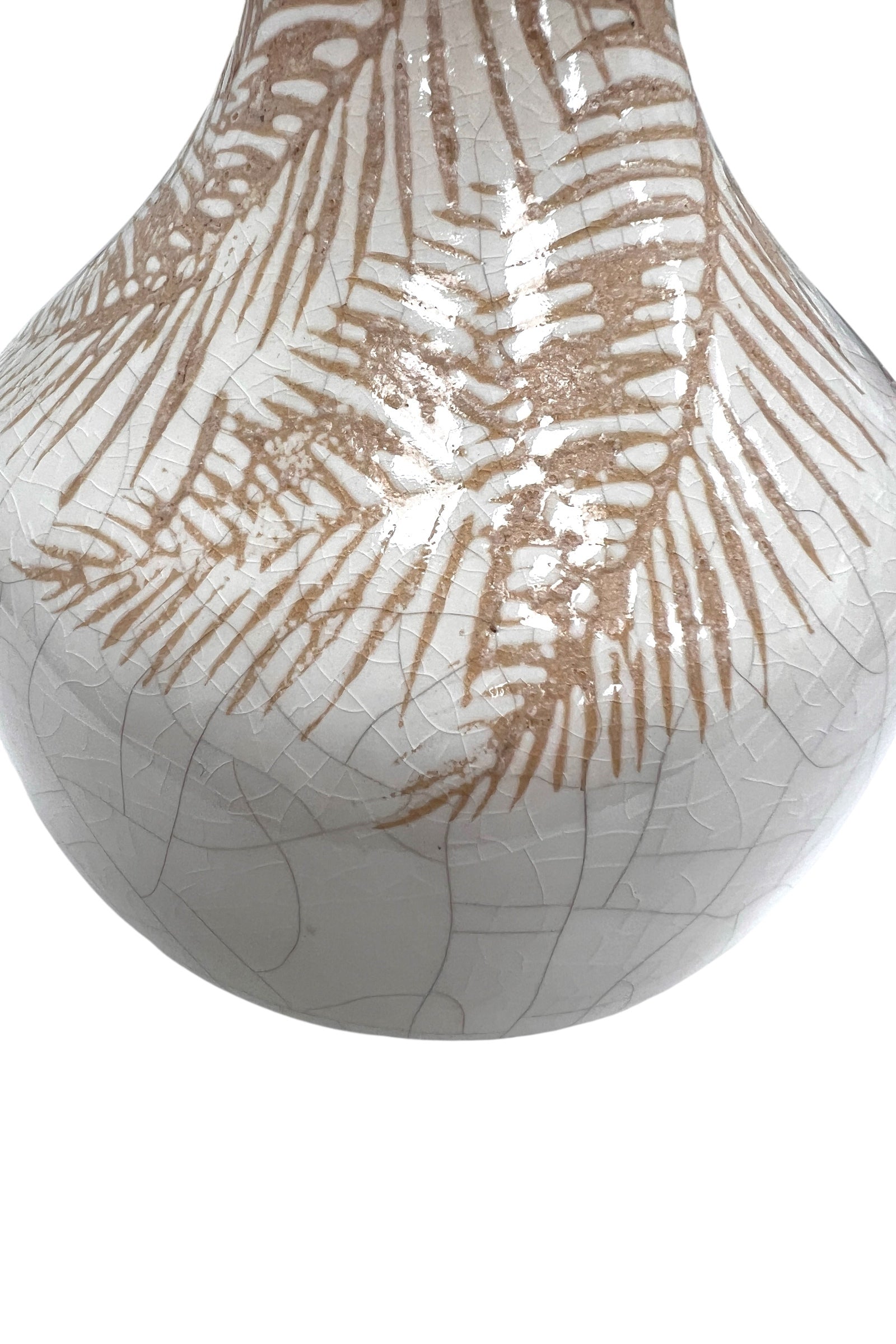 Terracotta Palm Crackle Glaze Vase - Styled