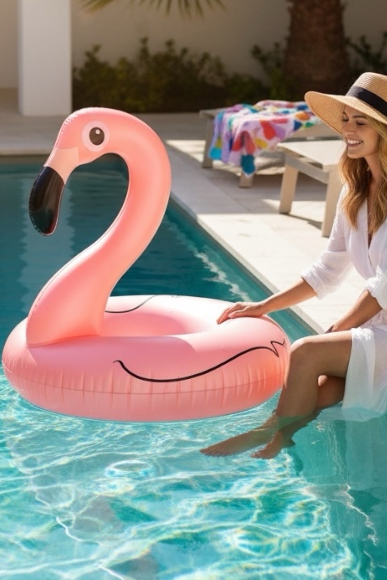 Giant Rose Gold Flamingo Pool Float