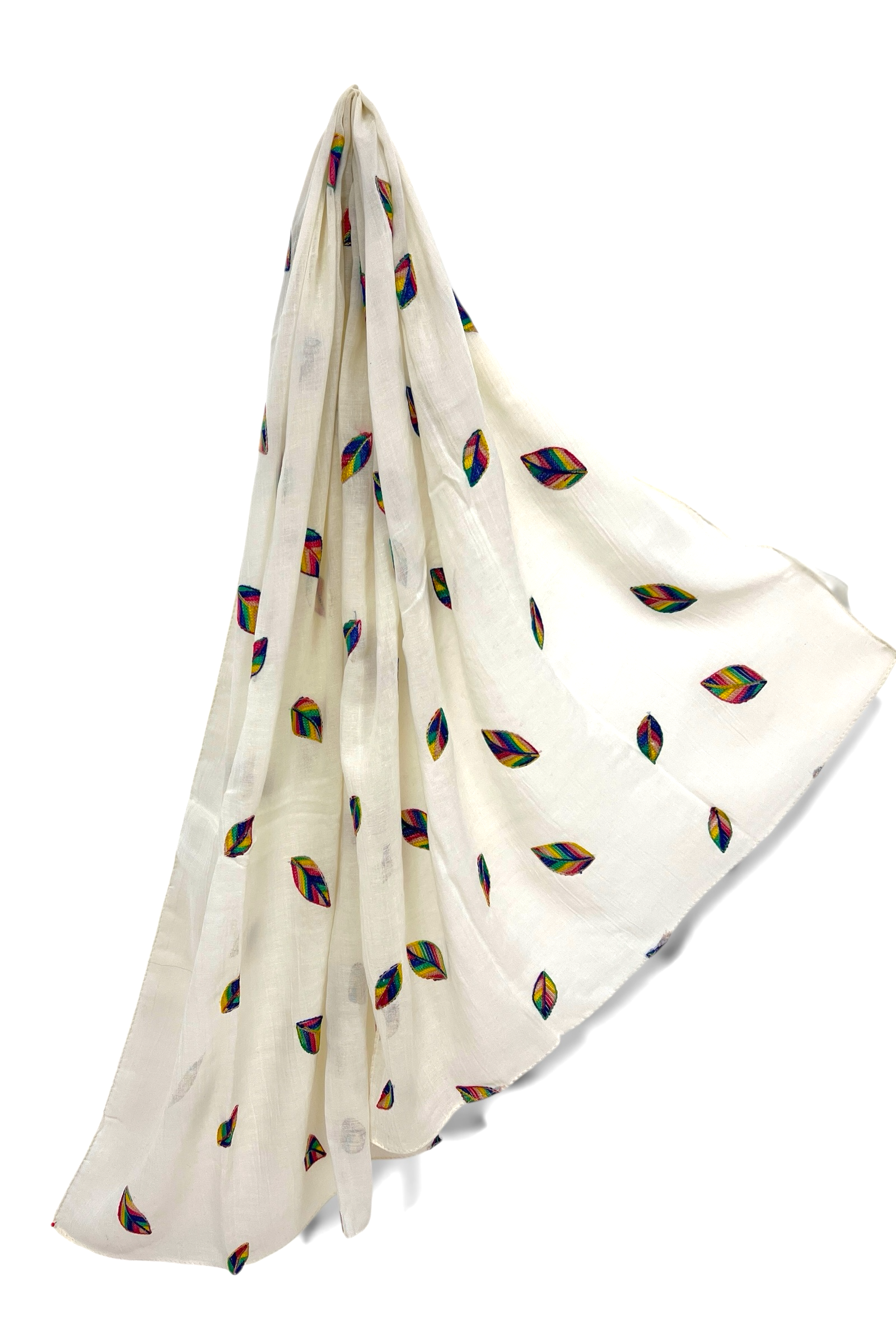 Kibi Embroidered Leaf Scarf