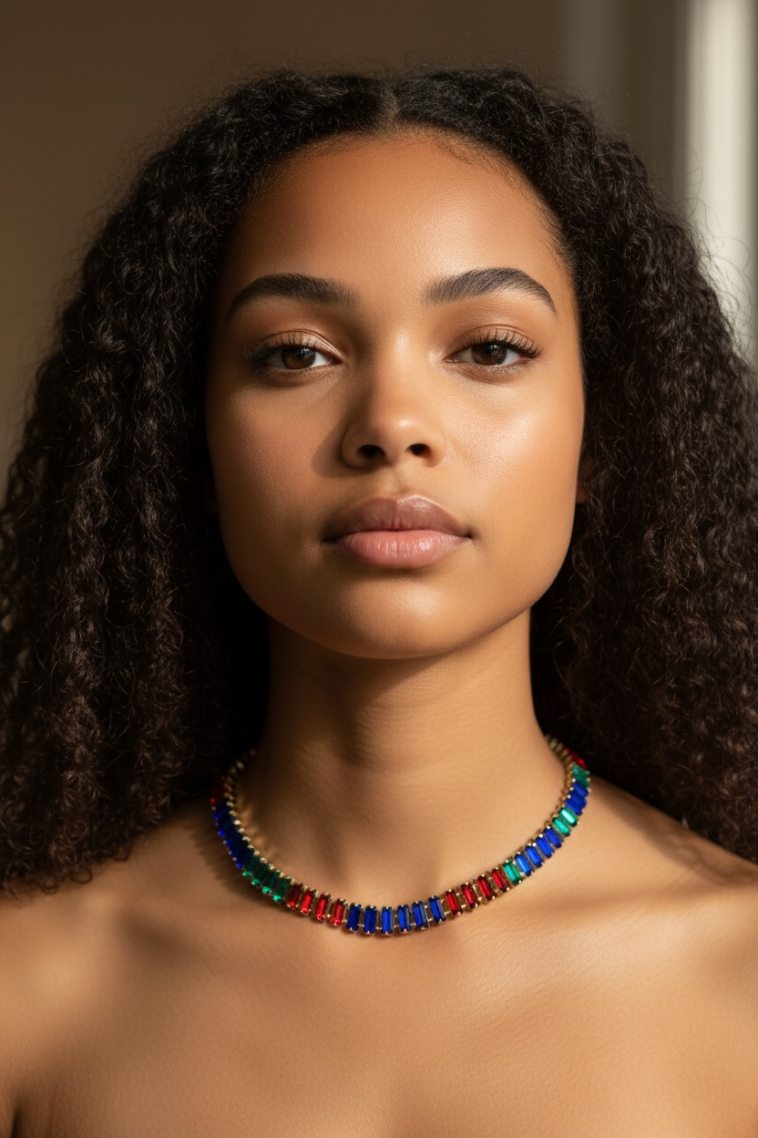 Vivianne Multicoloured Diamante Choker Necklace