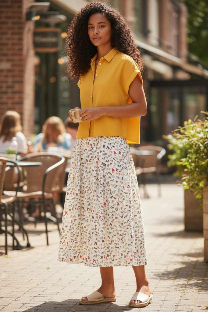 Lizea Dogs Day Midi Shirt - Multicoloured - Detail 4