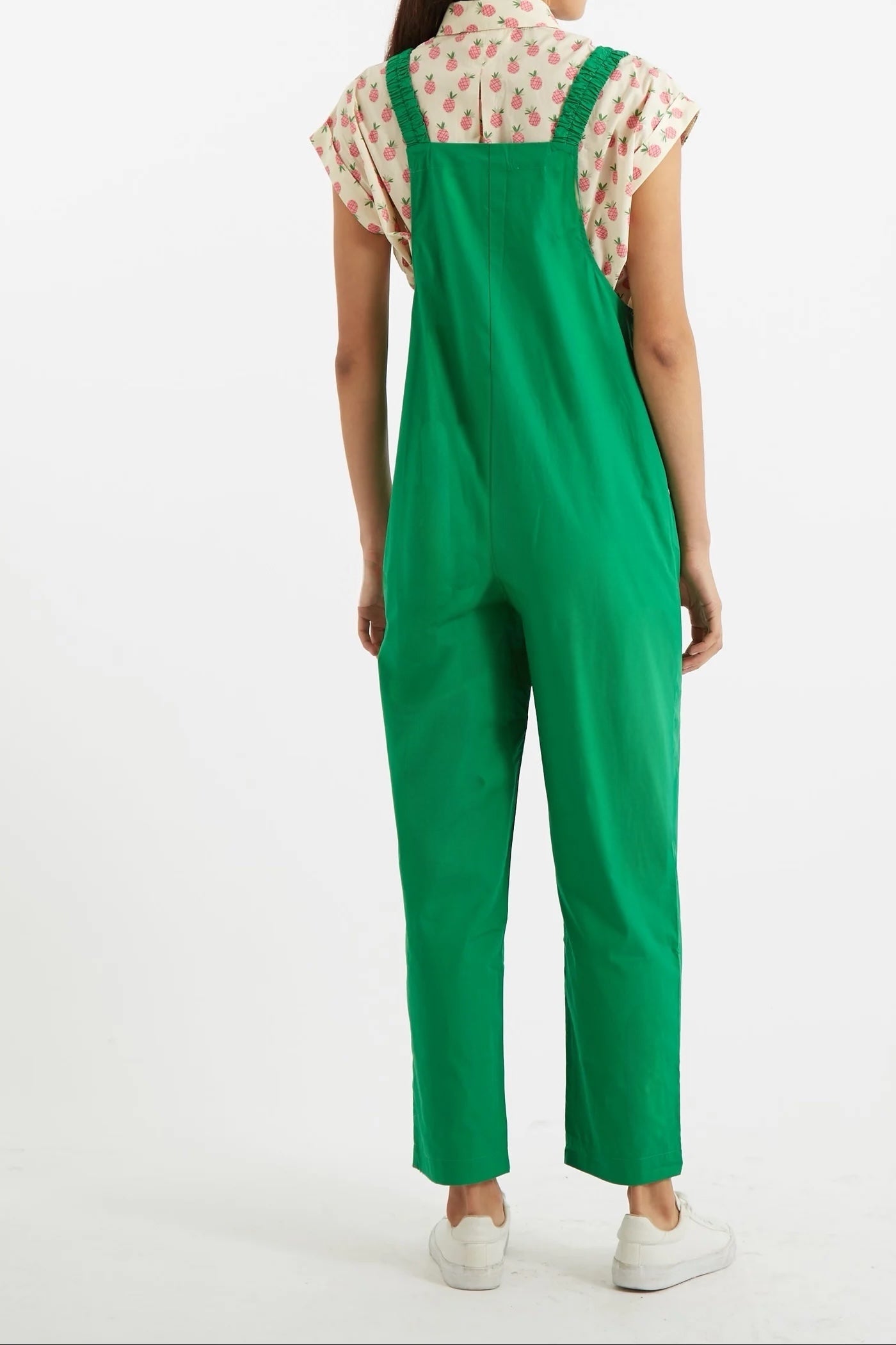 Tippie Green Cotton Poplin Dungarees