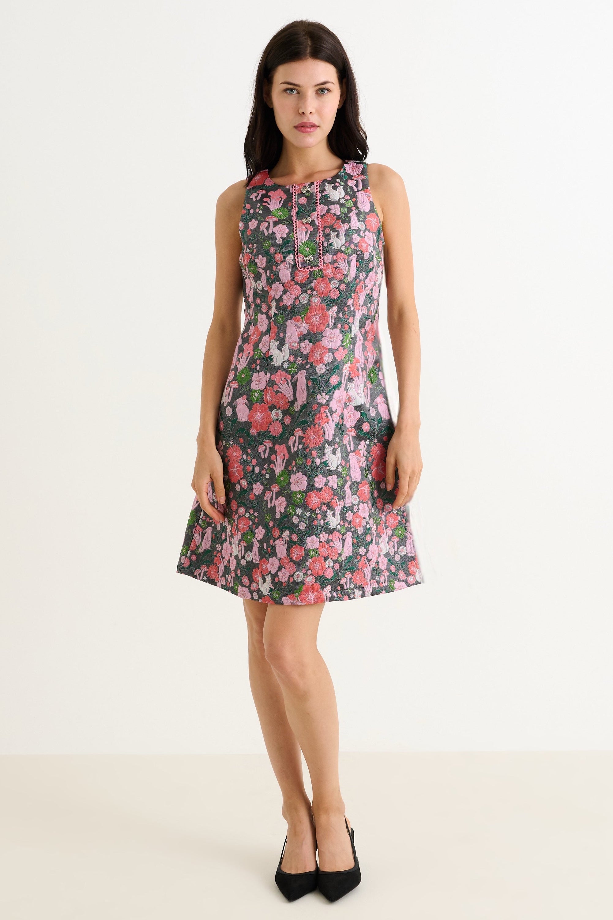 Marcia Fairytale Jacquard A-line Mini Dress - Pink