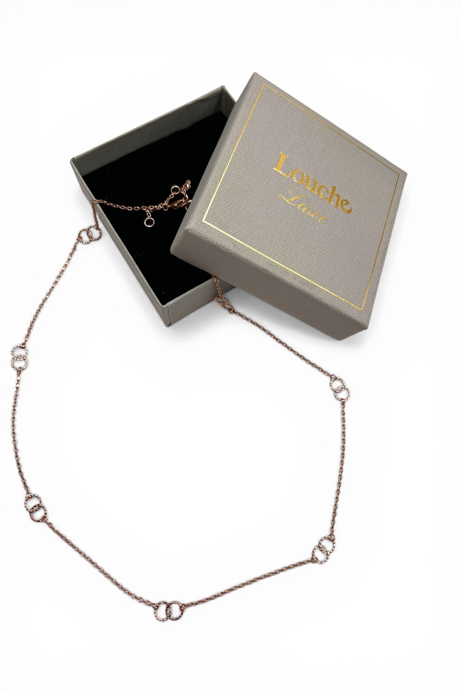 Rose Gold Interlocking Circles Necklace