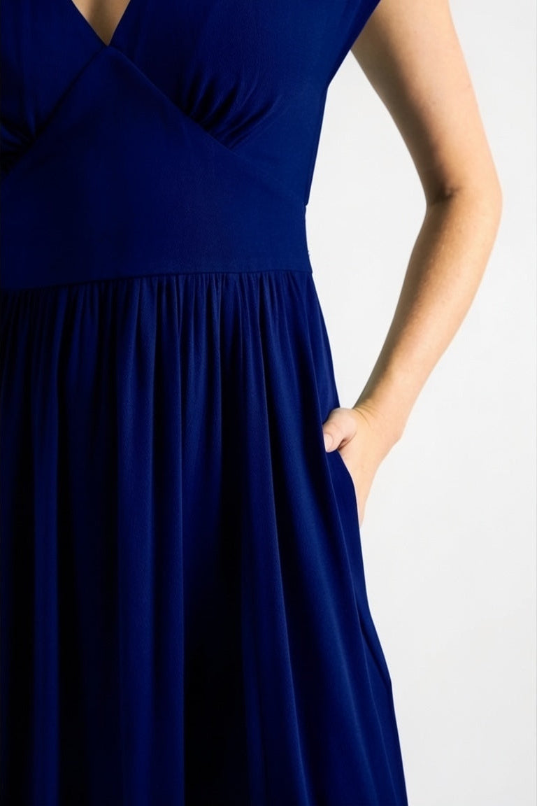 Unity Linen Mix Midi Dress - Cobalt Blue