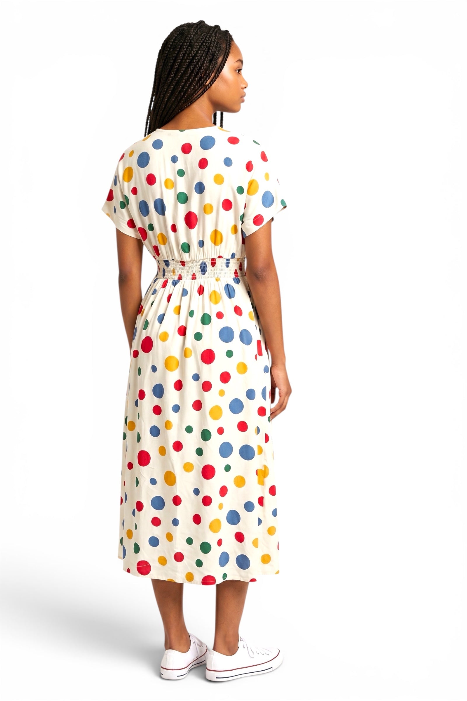 Unity Dotty V-Neck Midi Dress - Multi