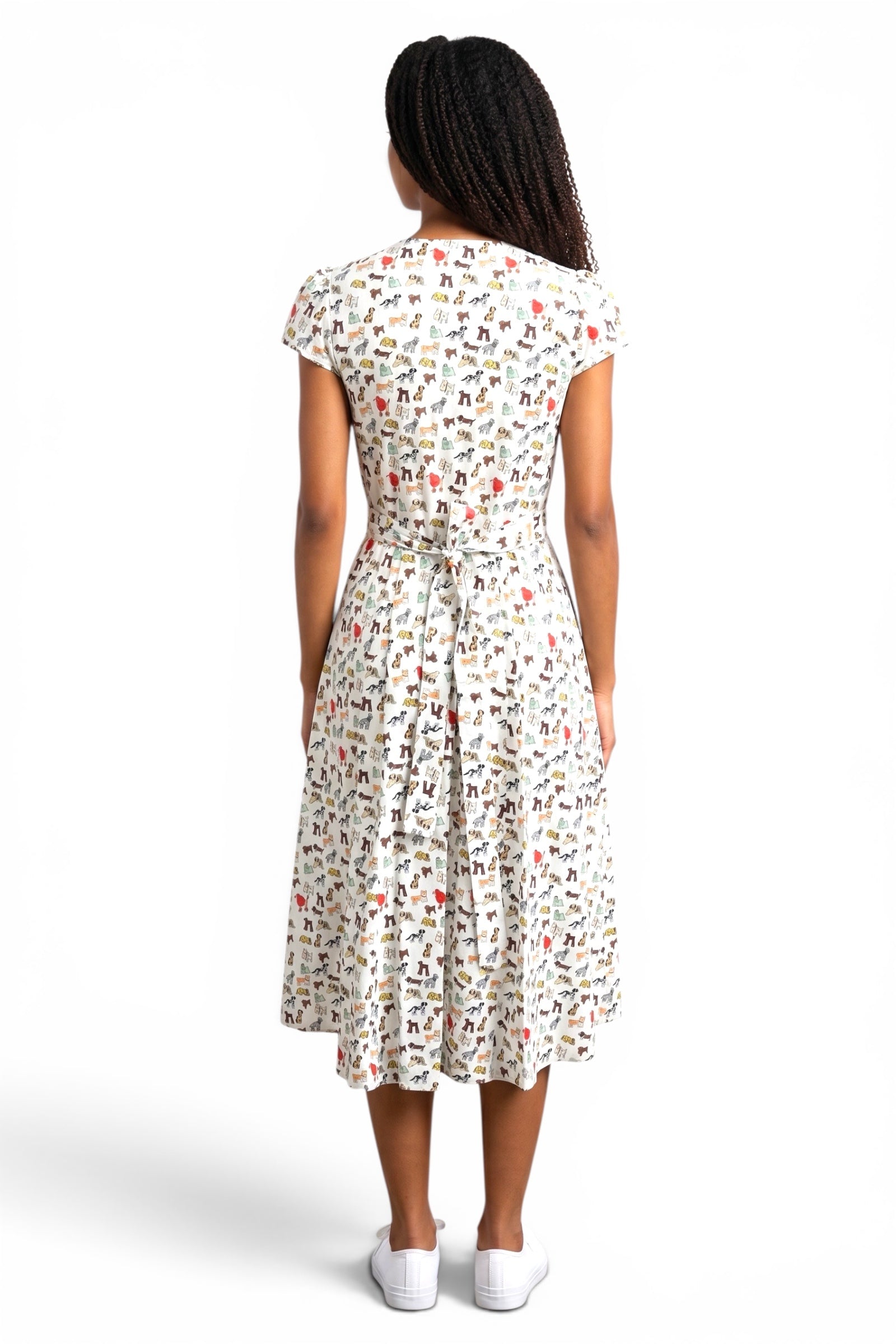 Cathy Dogs Day Print Midi Tea Dress - Multi