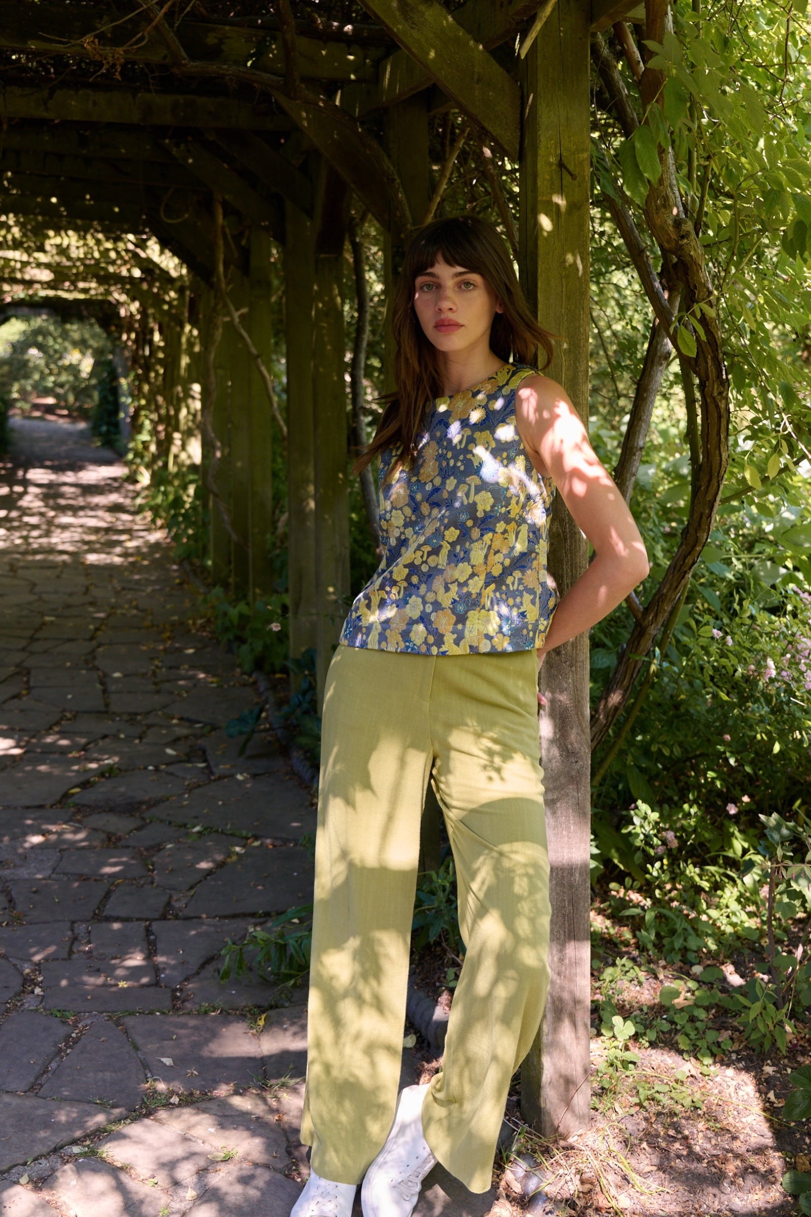 Tilde Linen Mix Straight Leg Trouser- Avocado