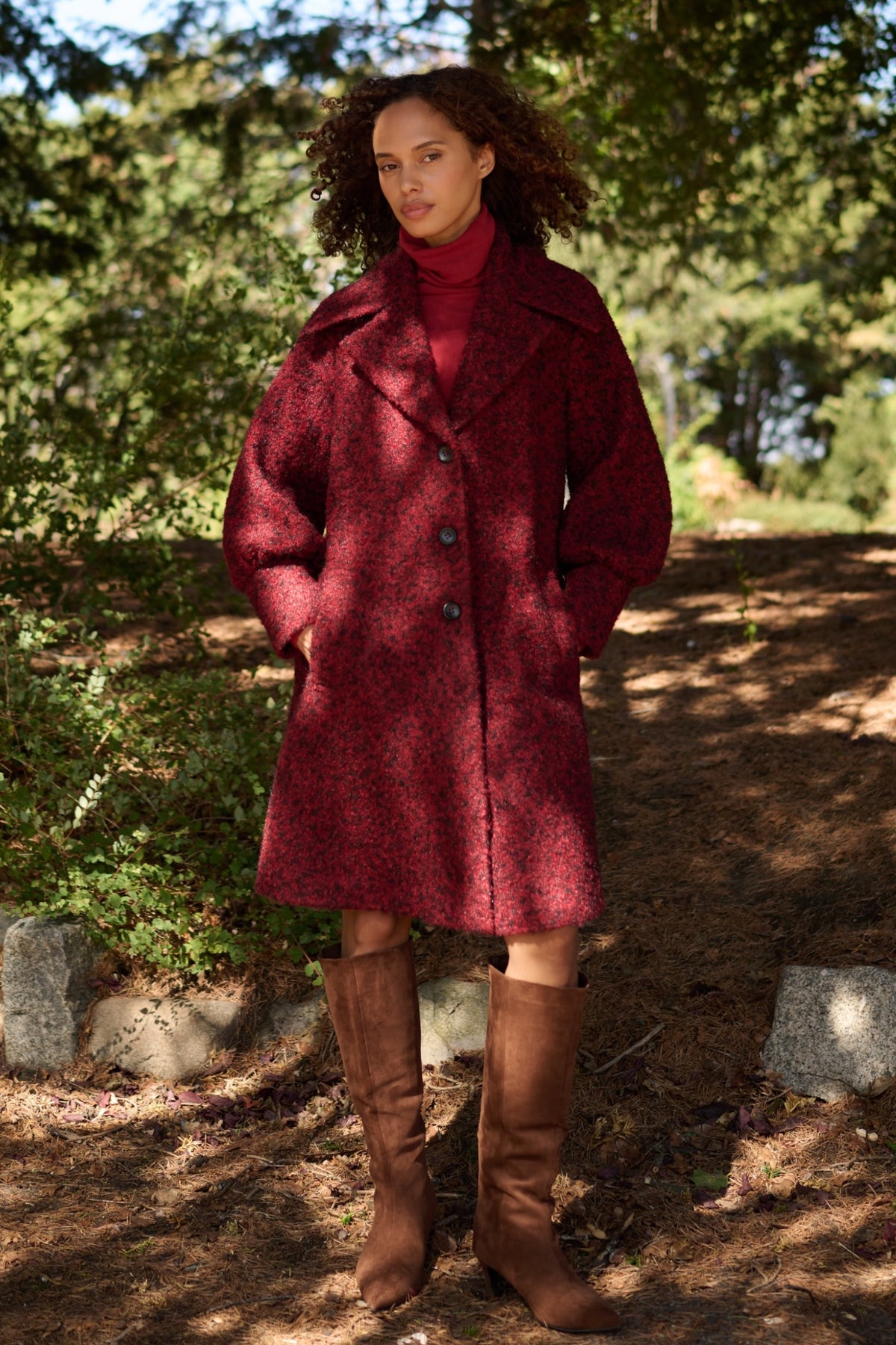 Mischa Boucle Coat - Merlot