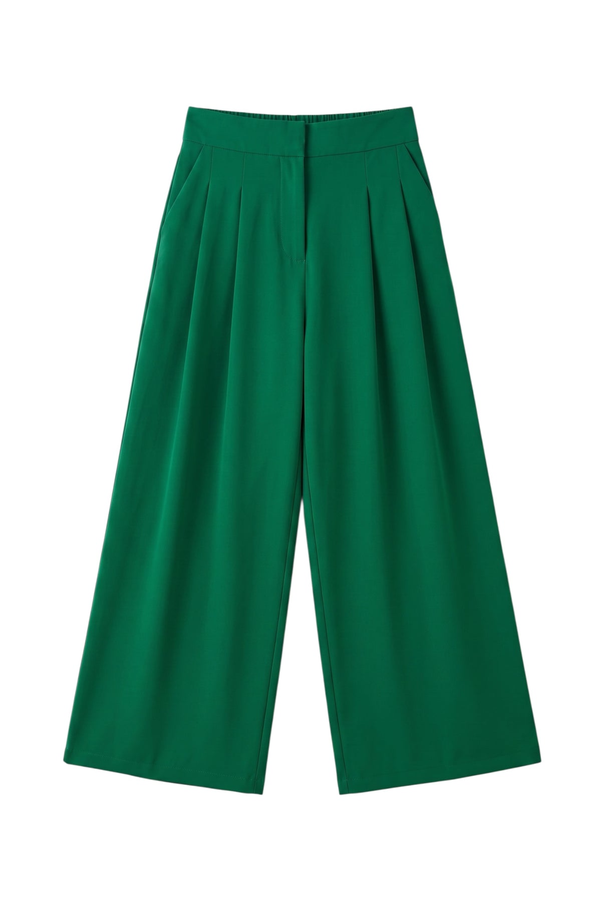 Tyler Fine Twill Pleat Front Wide Leg Trouser - Ivy Green