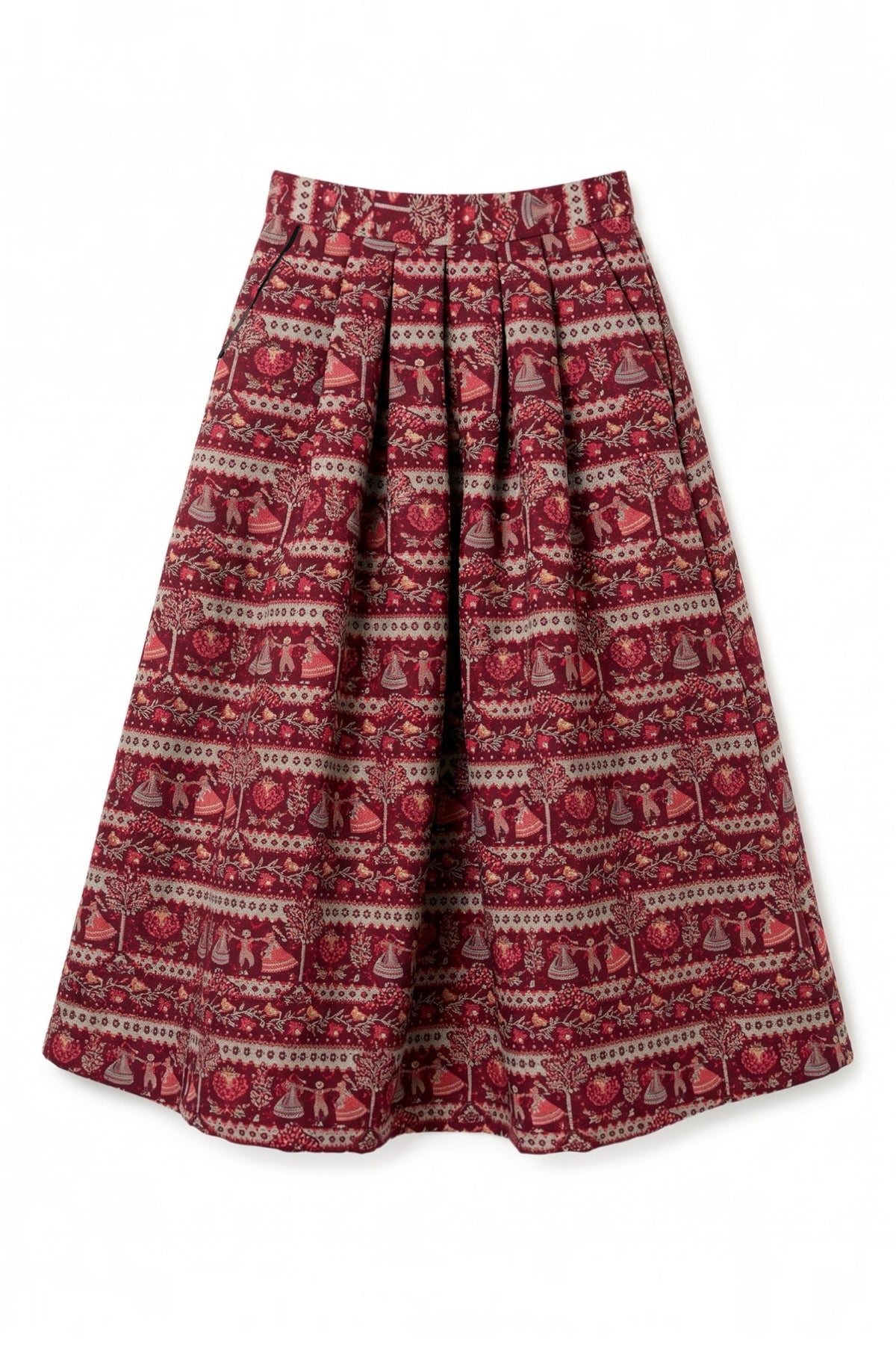 Pasadena Heirloom Jacquard Midaxi Skirt - Wine Red