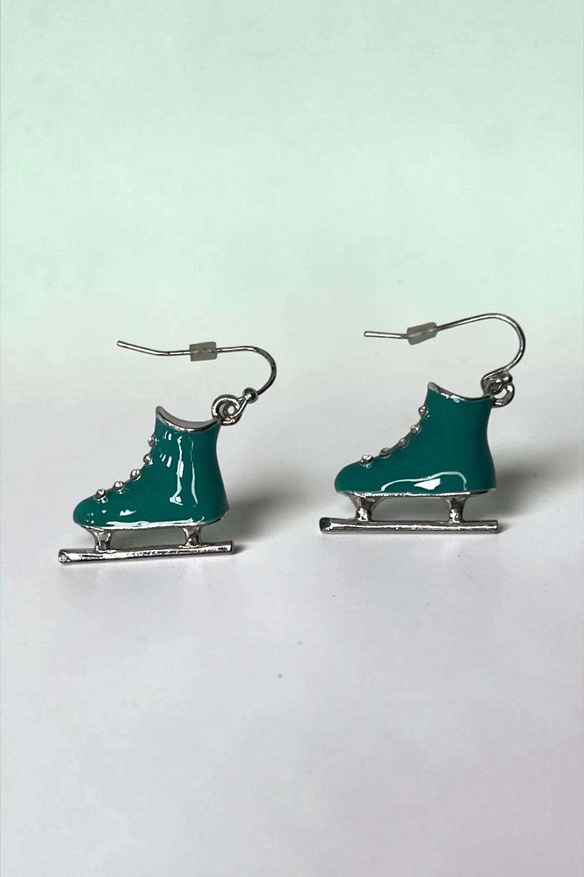 Teal Enamel Skater Boot Earring