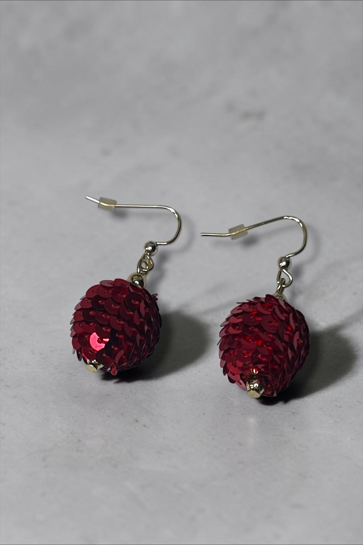 Anabel Red Sequin Bauble Earrings
