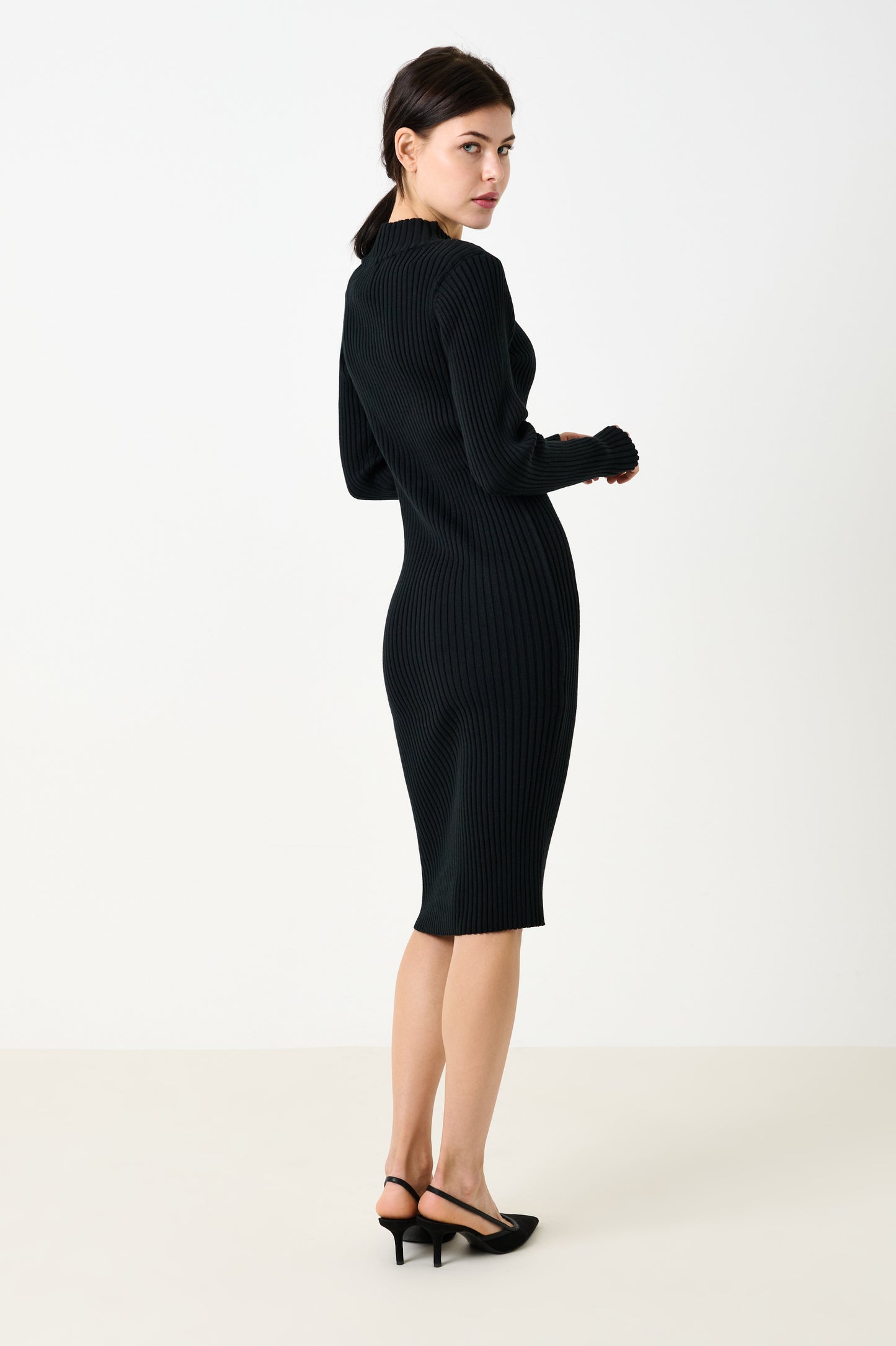 Raye Black Midi Sweater Dress