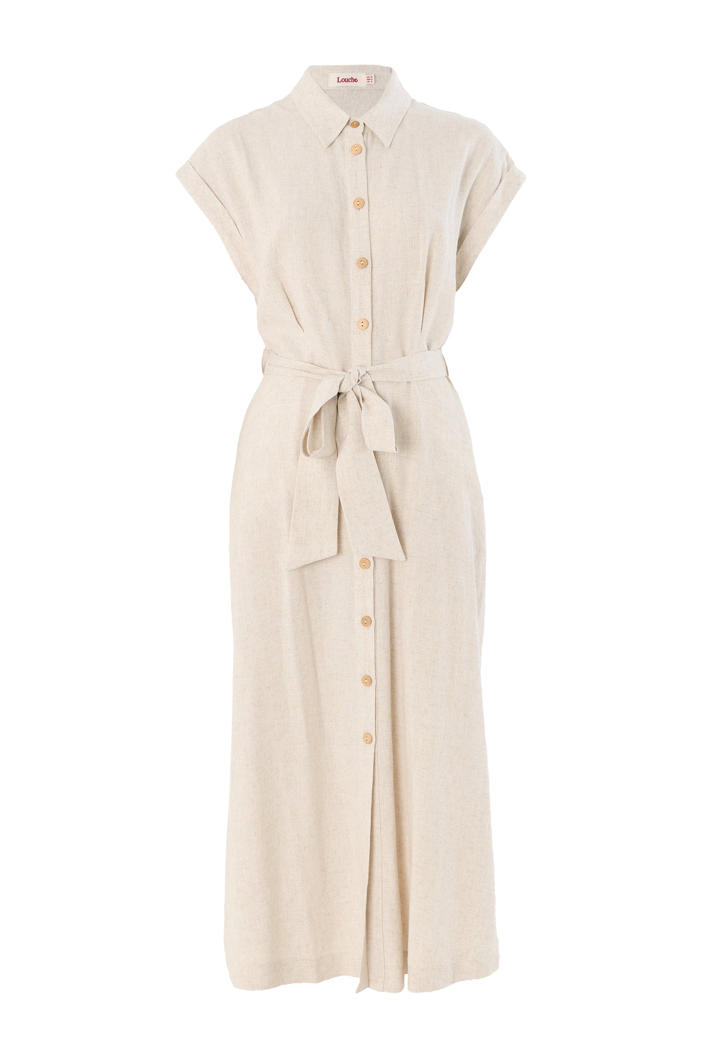 Reese Linen Mix Button Through Midi Shirt Dress - Natural