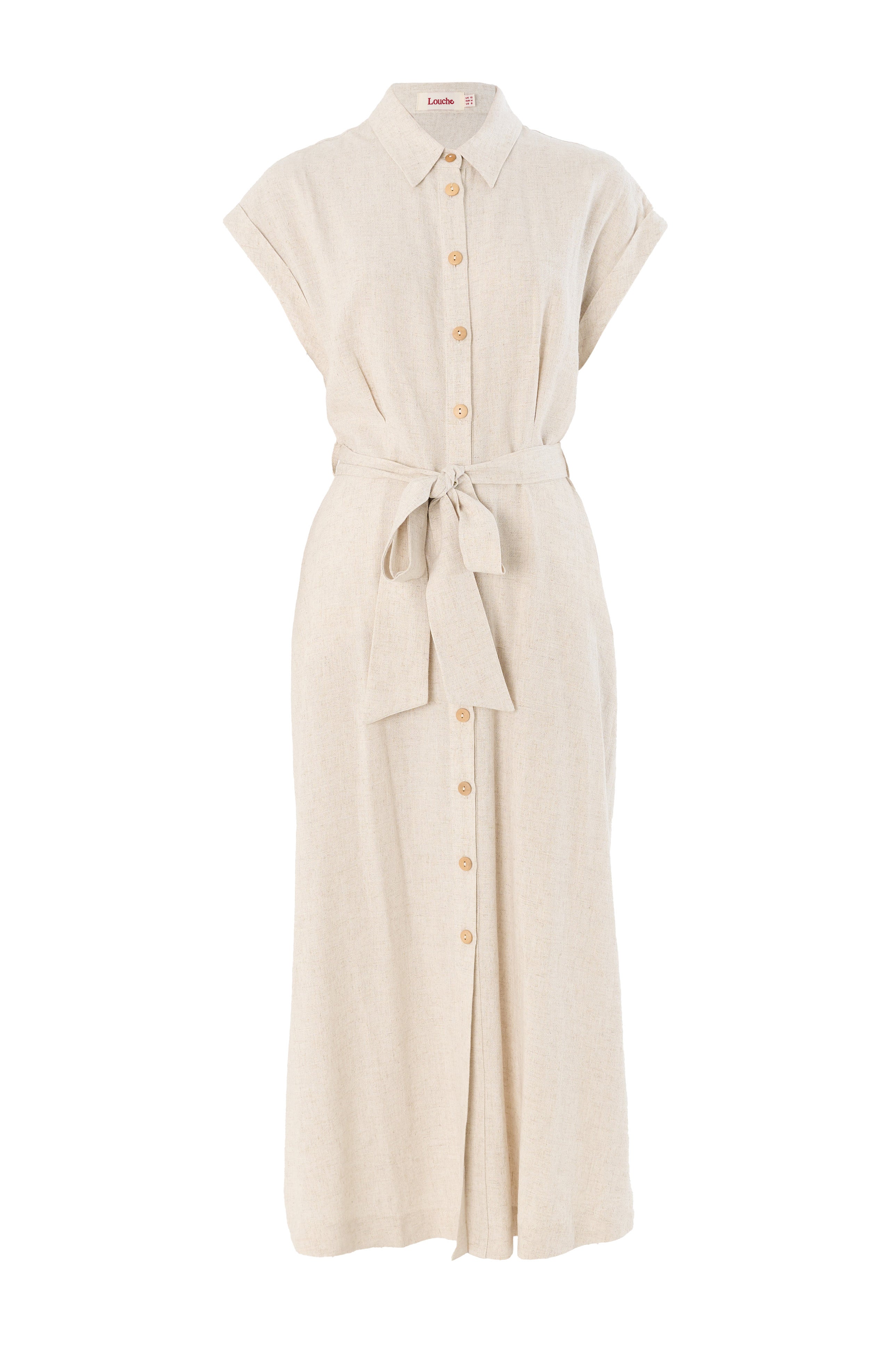 Reese Linen Mix Button Through Midi Shirt Dress - Natural