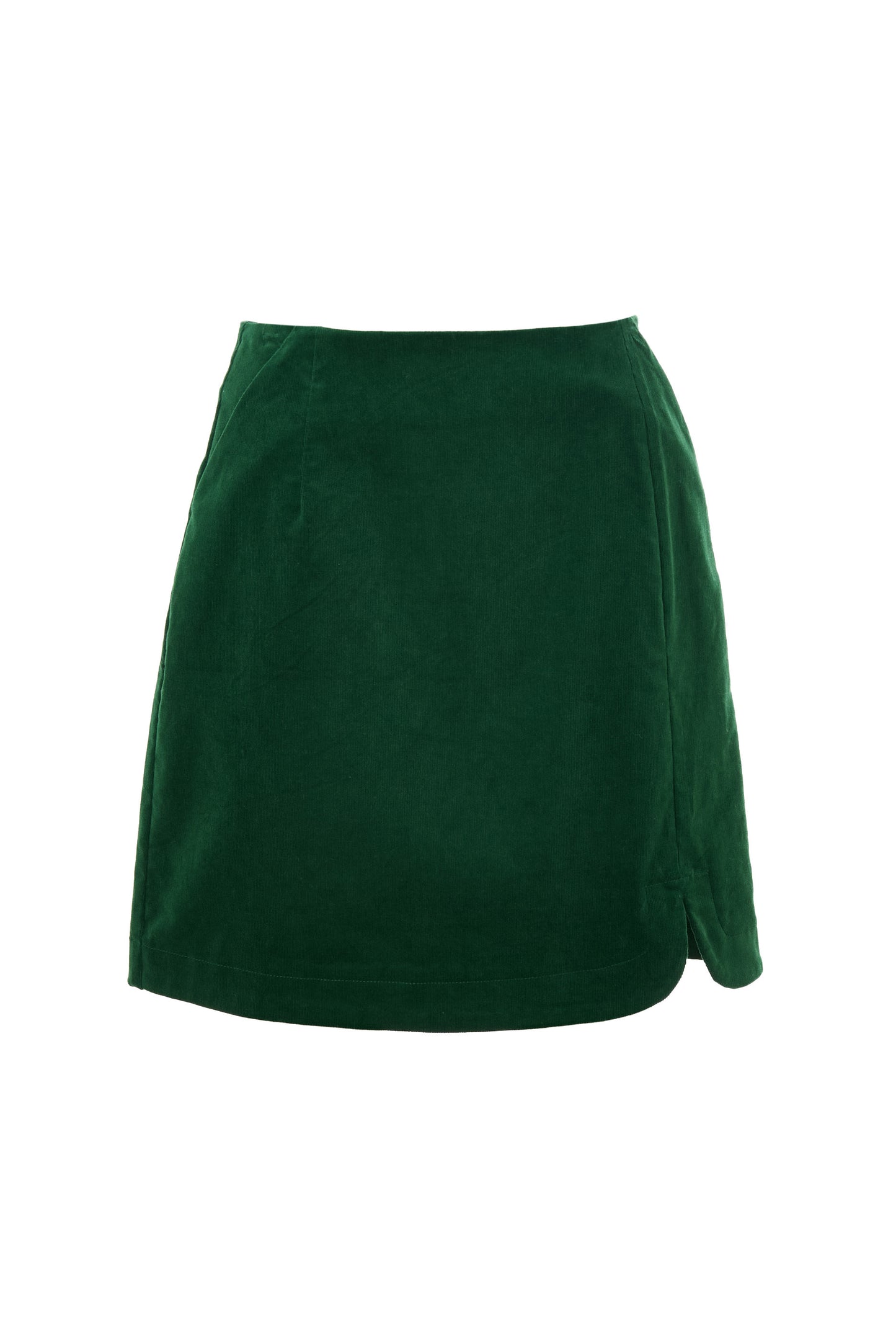 Ria Babycord A-Line Mini Skirt - Dark Green