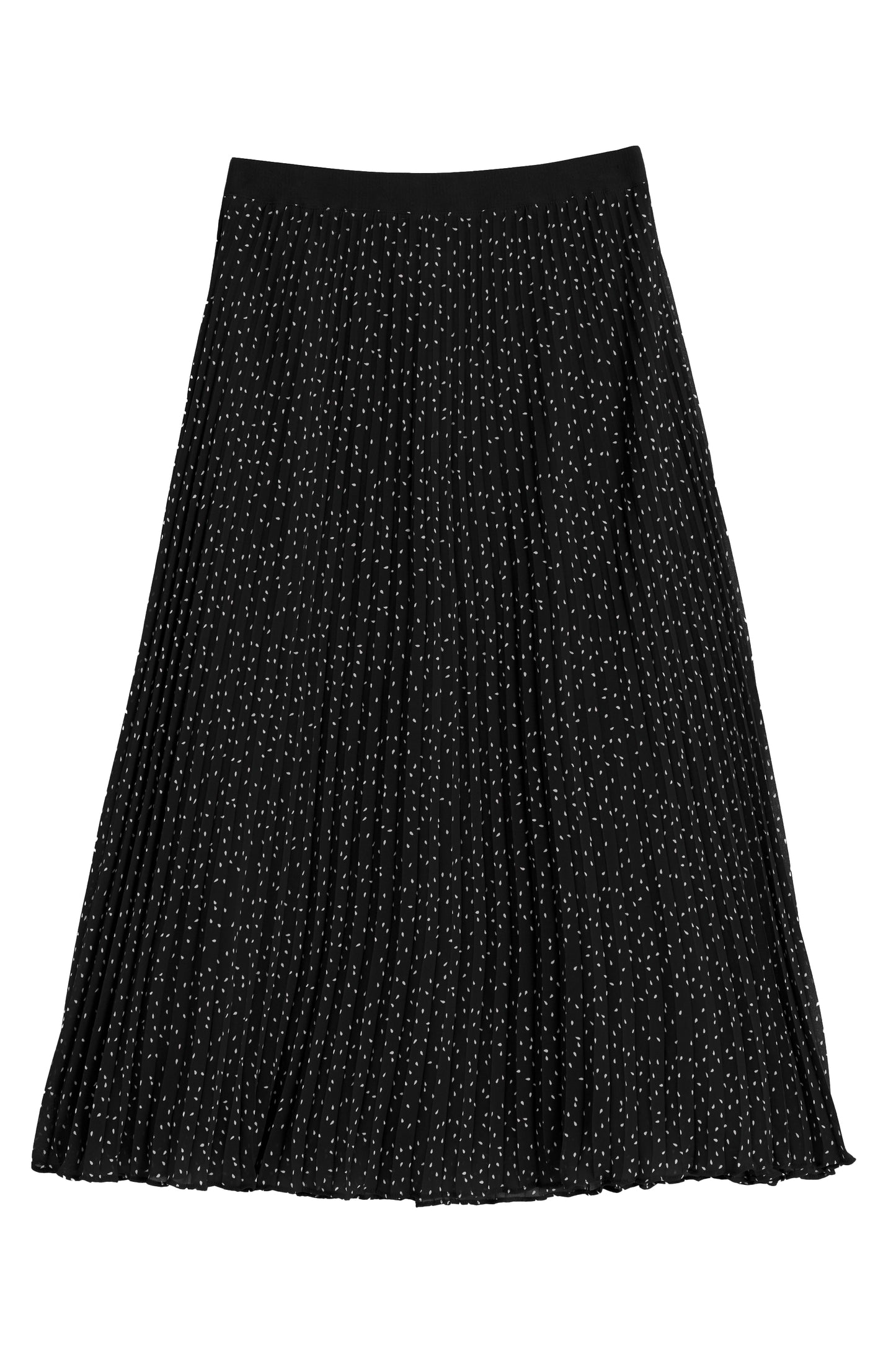 Riley Raindrop Pleated Midi Skirt - Black