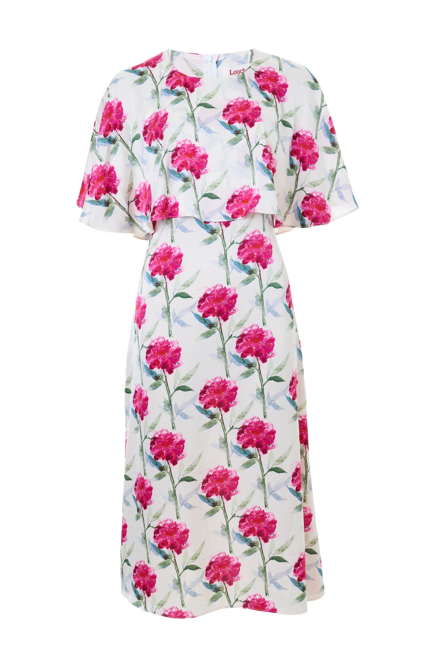 Rosso Loveflower Print Cape Midi Dress