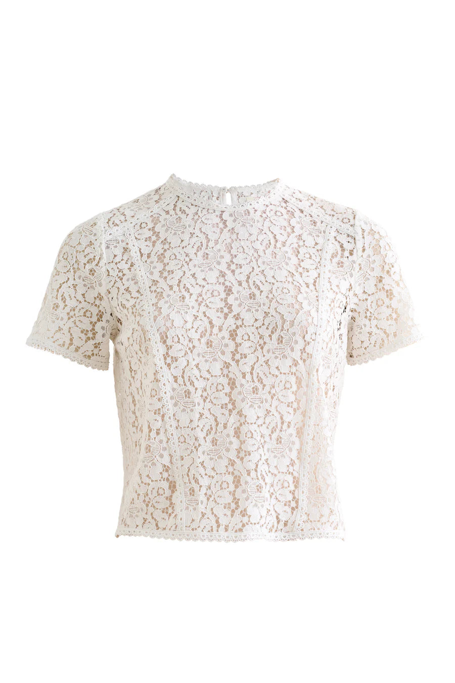 Rufaro Lace Short Sleeve Blouse - Off White - View 6