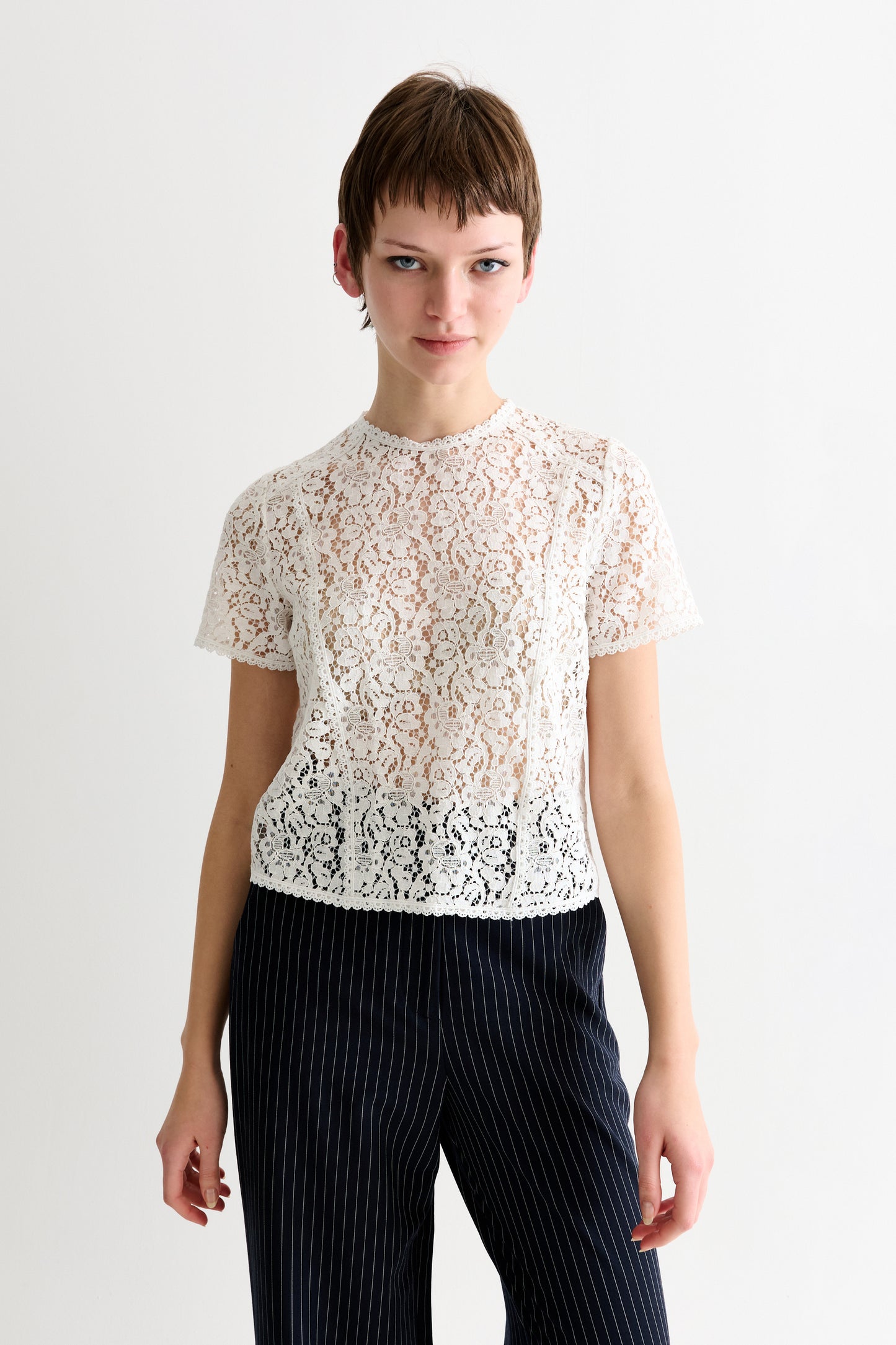 Rufaro Lace Short Sleeve Blouse - Off White