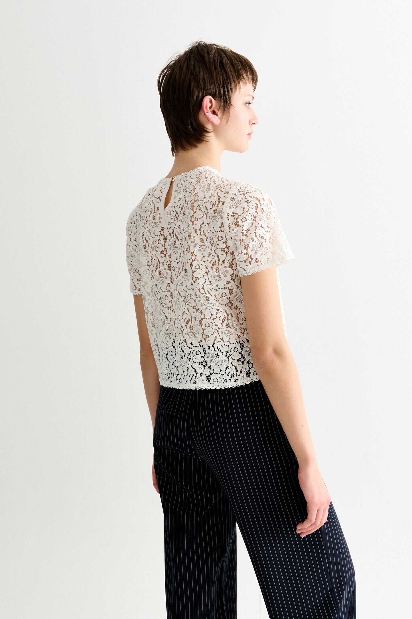 Rufaro Lace Short Sleeve Blouse - Off White