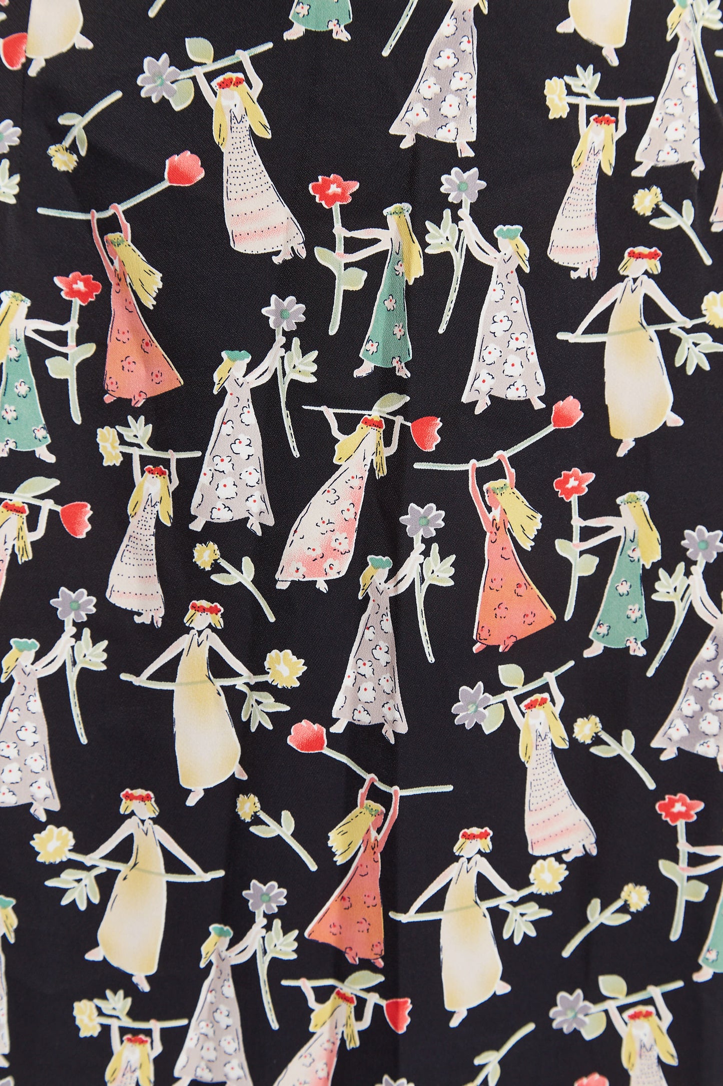 Louche Sakani Flower Girl Print Short Sleeve Midi Dress