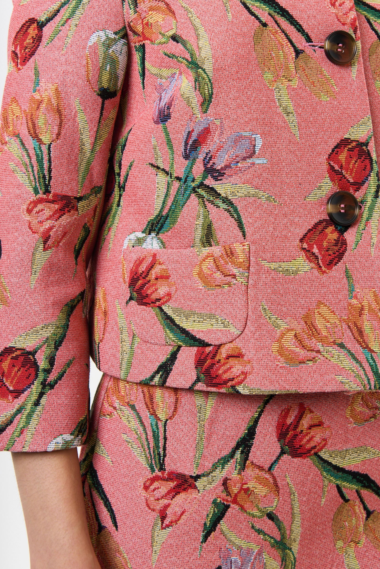 Salut Tulip Jacquard Short Jacket - Pink - Detail 2