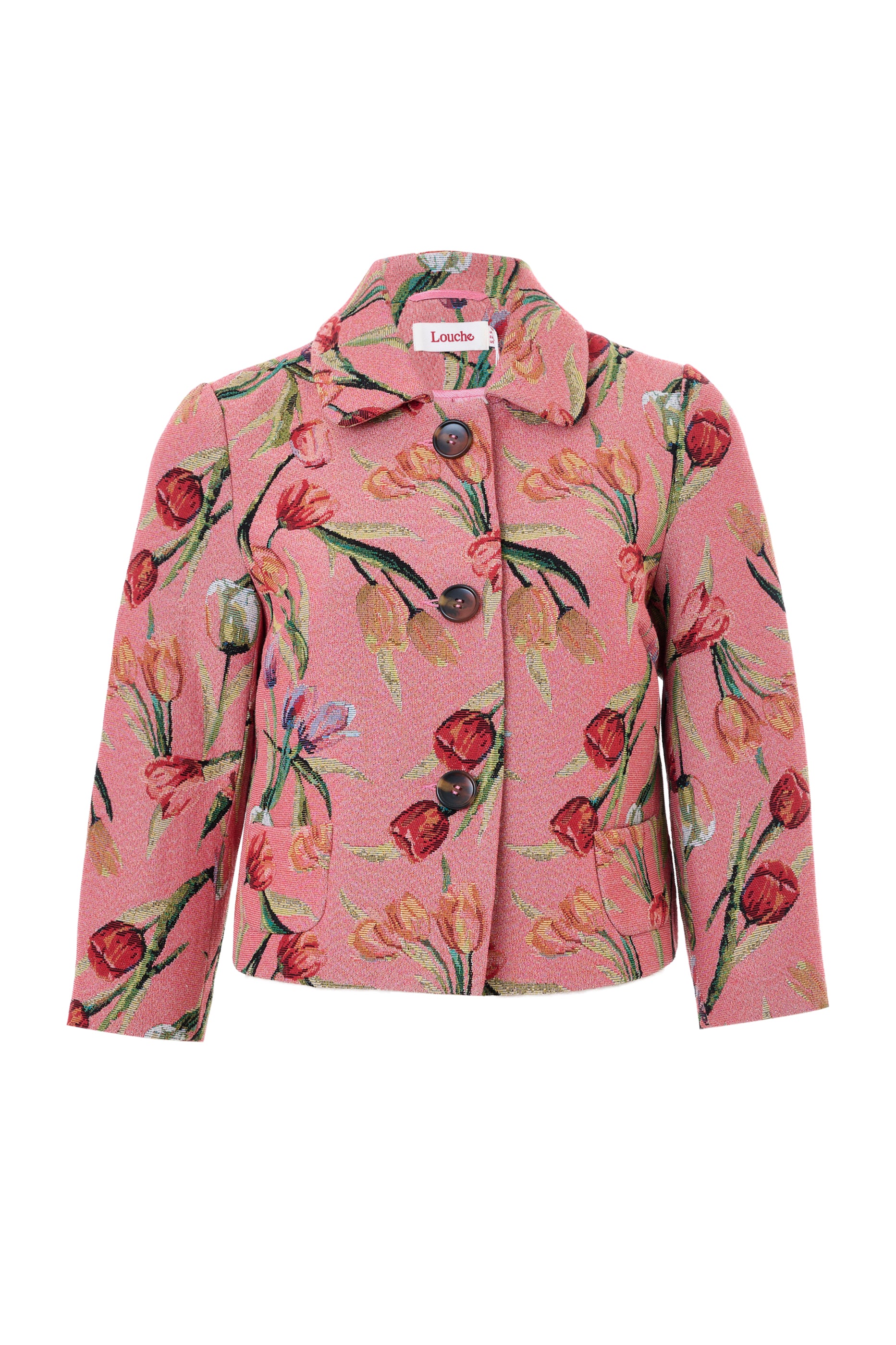 Salut Tulip Jacquard Short Jacket - Pink - Styled