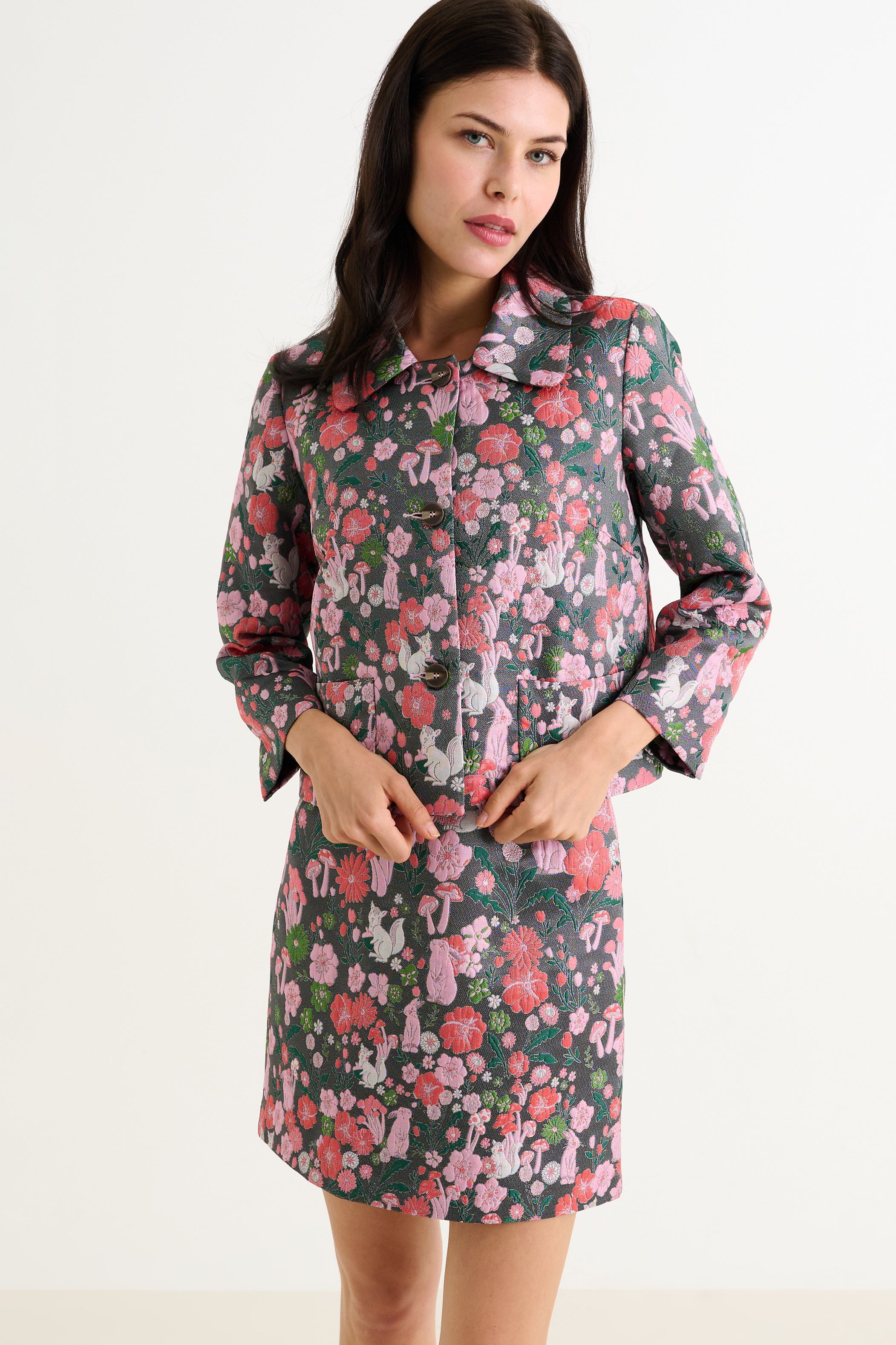 Salut Fairytale Jacquard Cropped Jacket - Pink